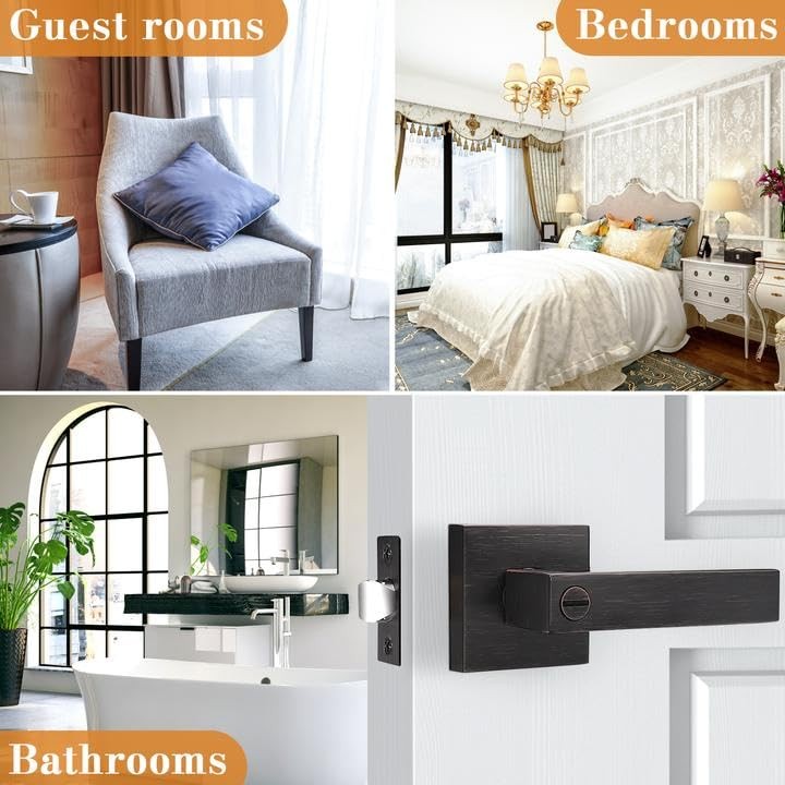 Probrico heavy duty privacy door handle lever with contemporary square design, featuring a sleek, modern finish and ergonomic grip.