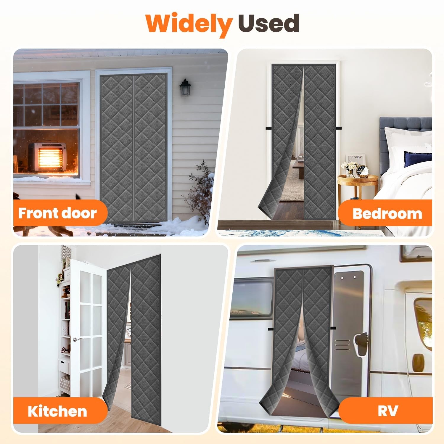 Vidoya magnetic thermal insulated door curtain measuring 36x80 inches, featuring a thermal fabric design for energy efficiency.
