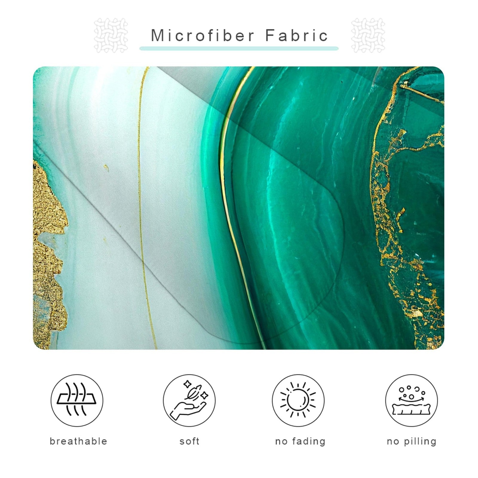 EDGZKO green marble comforter set with emerald green and gold glitter accents on king size bedding.