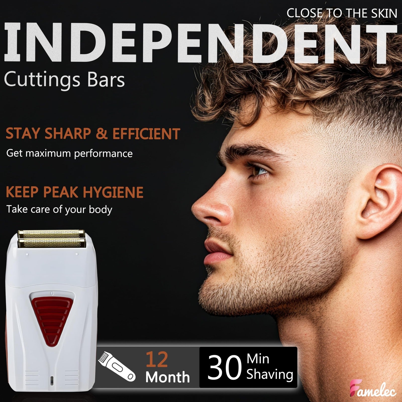 FAMELEC replacement shaver heads for Andis Pro-Foil & Lithium shaver, featuring super soft gold foils and blades.