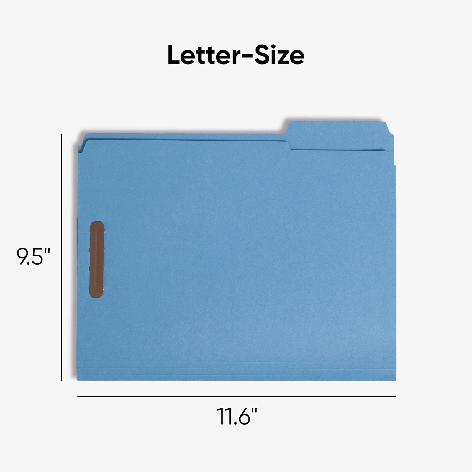 Blue Smead reinforced fastener file folders with 1/3-cut tabs, letter size, and two fasteners for organizing documents.