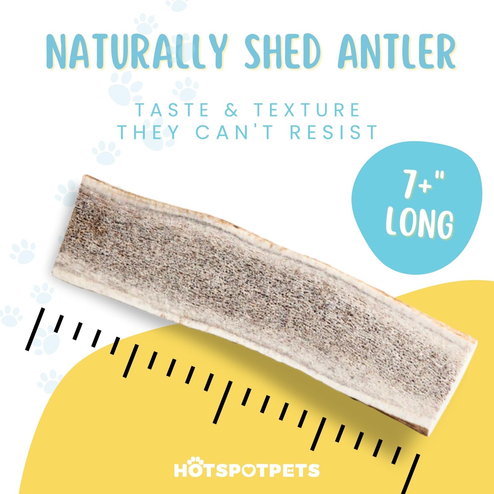 Hotspot Pets premium split elk antlers for large dogs, 7-inch dog chews, natural and durable pet treat in a two-pack.