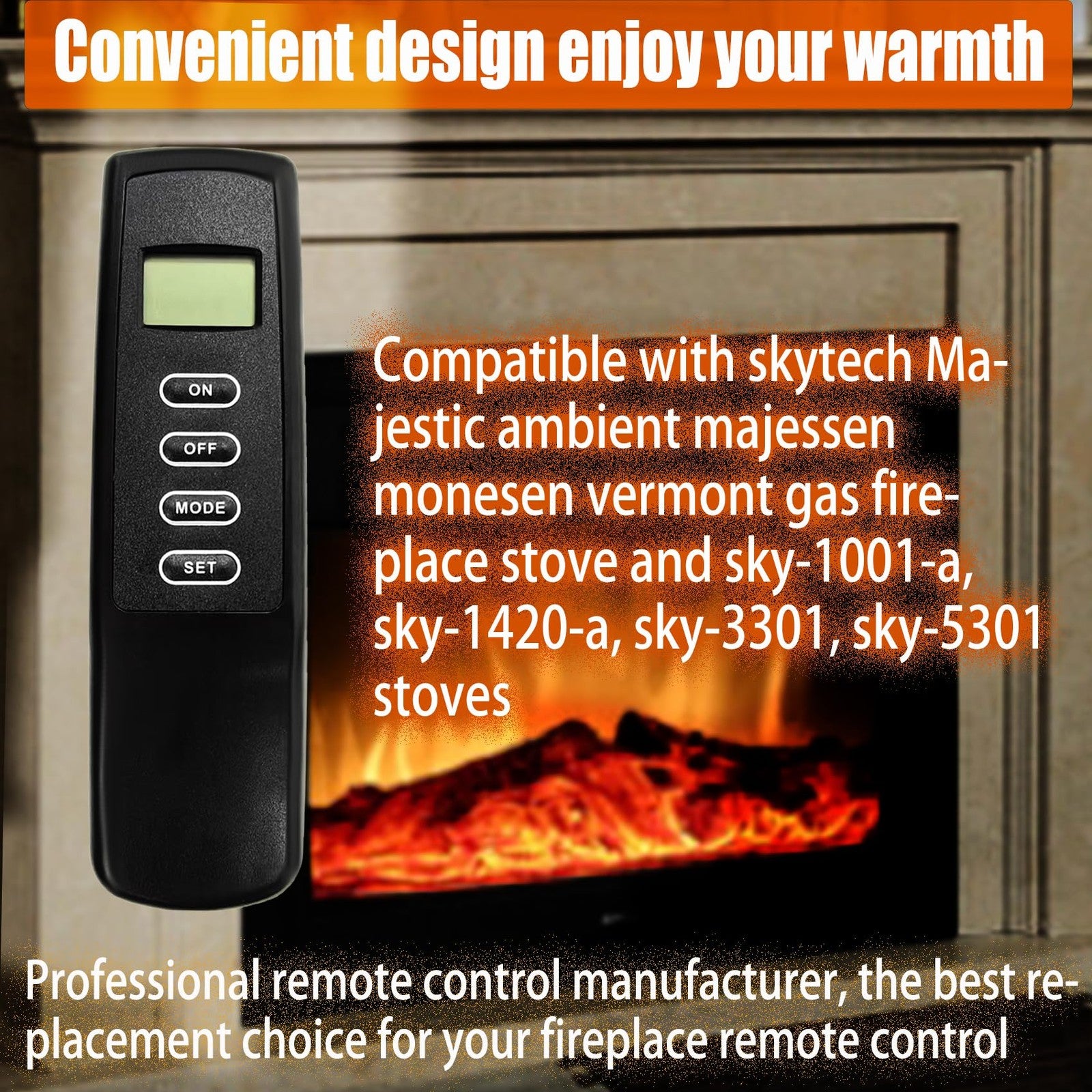 Bxmgr upgraded fireplace remote control kit compatible with Skytech Majestic Amb, featuring buttons and display for easy operation.
