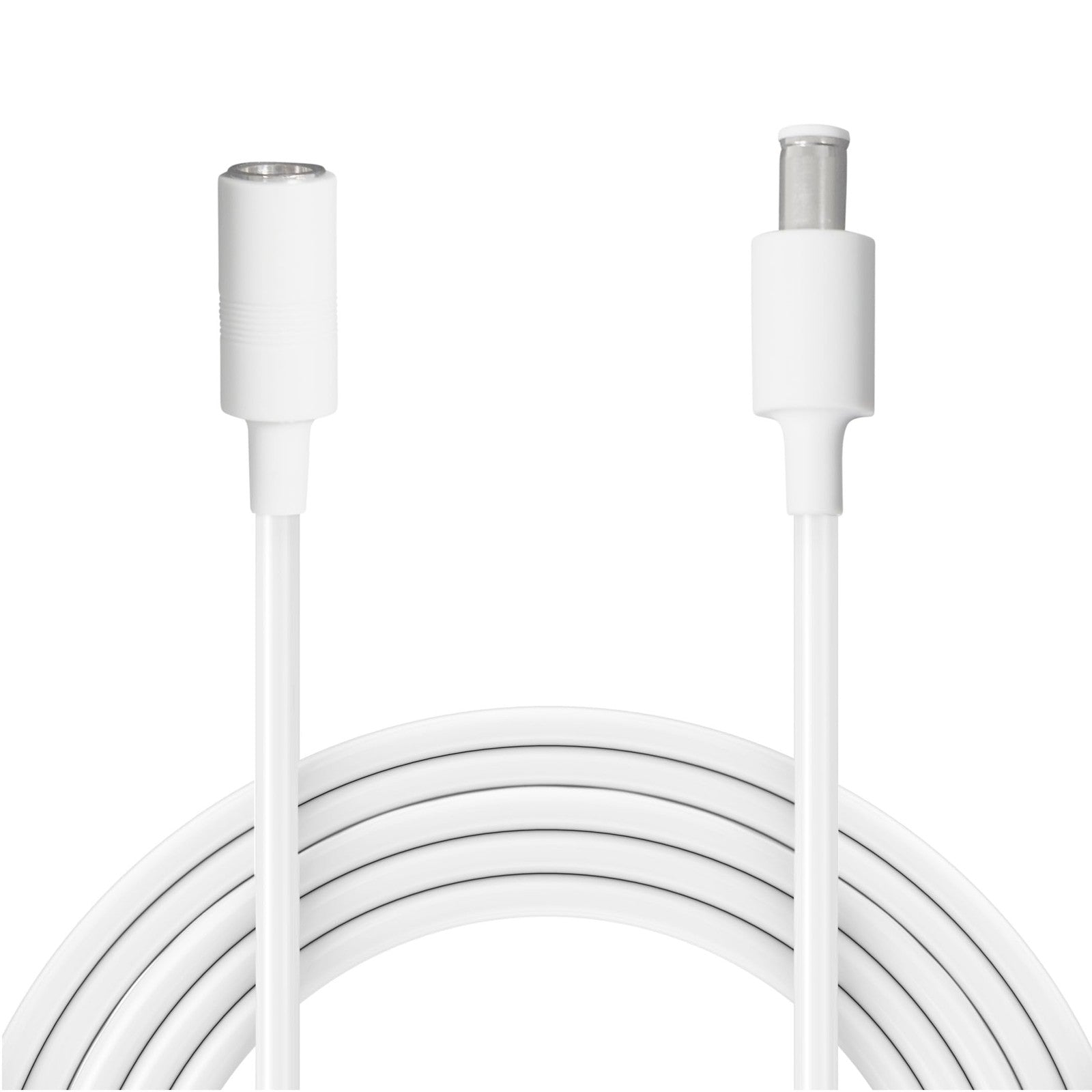 Sanus 10ft white Echo Show 15 extension cable connecting to AC adapter for extended power supply.