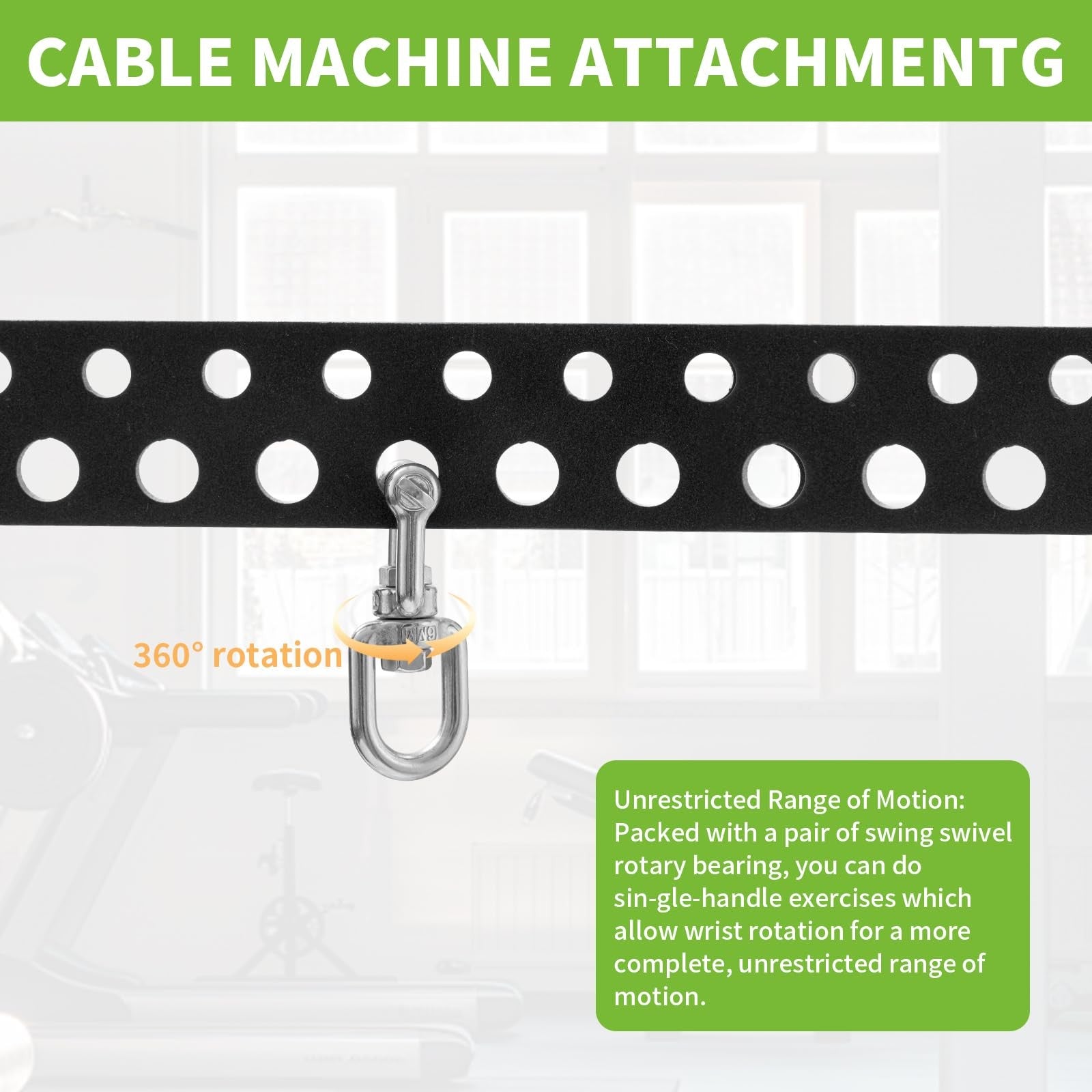 Wantiekid multi-grip LAT pull down bar with 360° rotating adapter, 32-inch gym cable attachment for strength training.