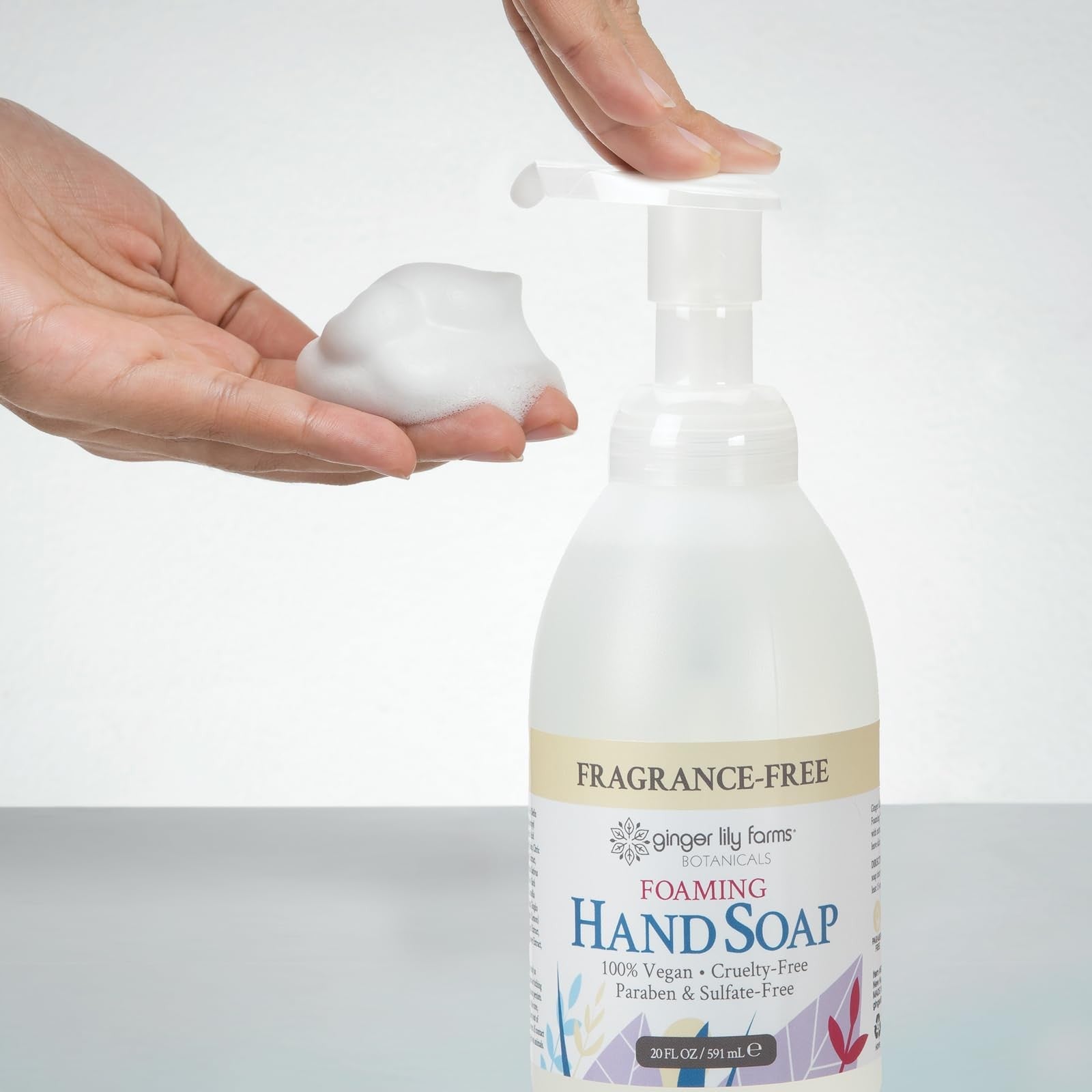 Unbranded Ginger Lily Farms Botanicals All-Purpose Foaming Hand Soap Refill with floral fragrance in a clear refill bottle.