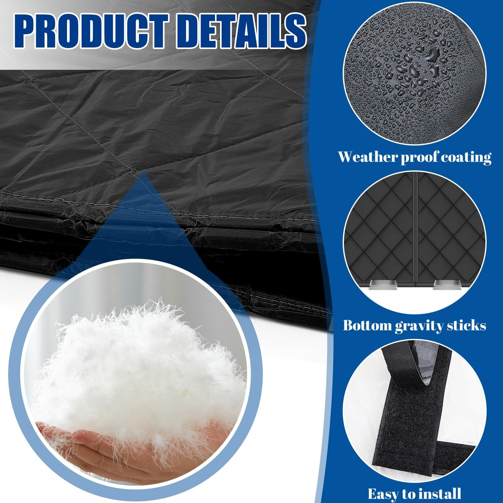 Peryiter magnetic thermal insulated door curtain in waterproof Oxford fabric, 72x80 inches, designed to block wind and heat.