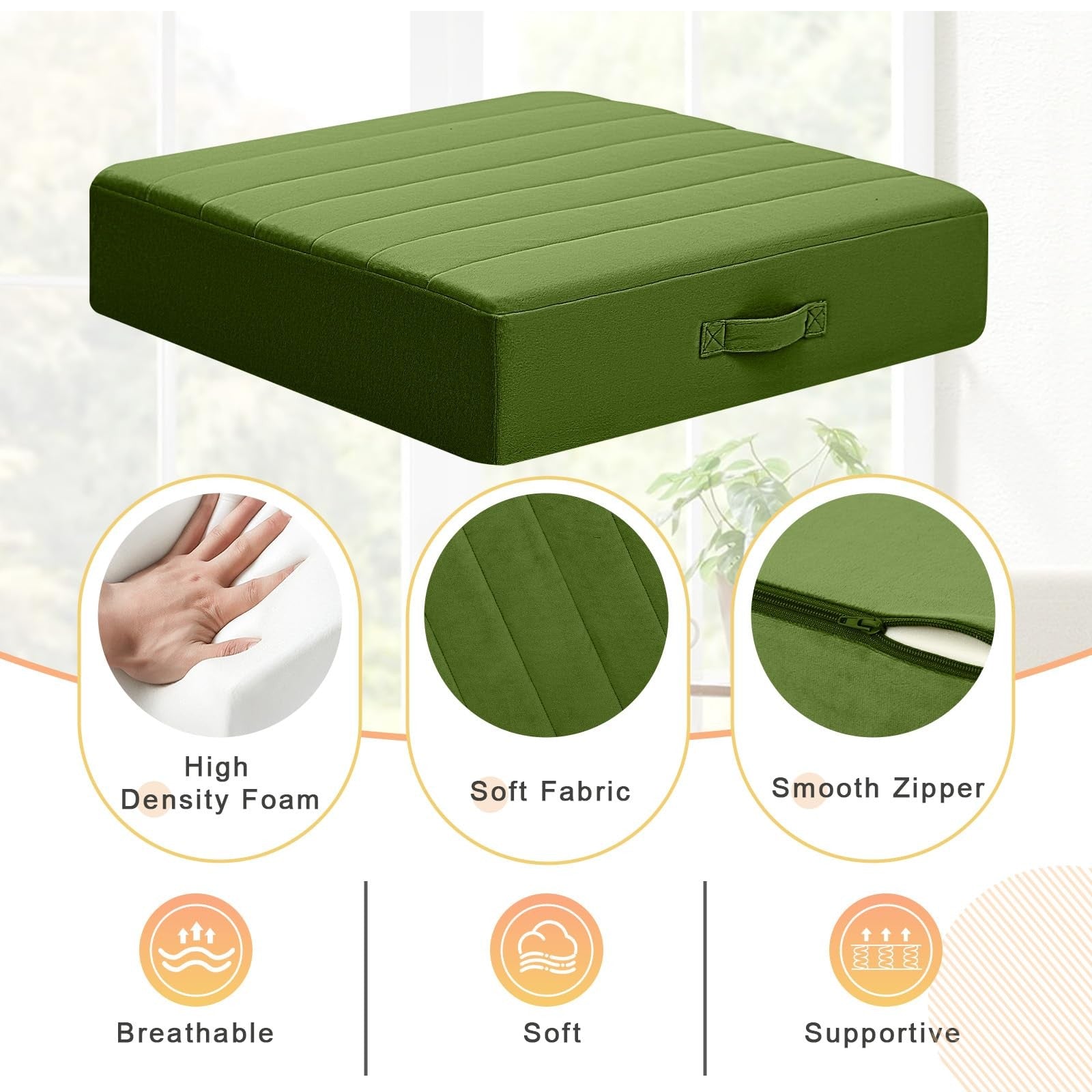 Memorecool large square floor pillows for adults and kids, plush meditation cushions in two sets, perfect for comfort and relaxation.