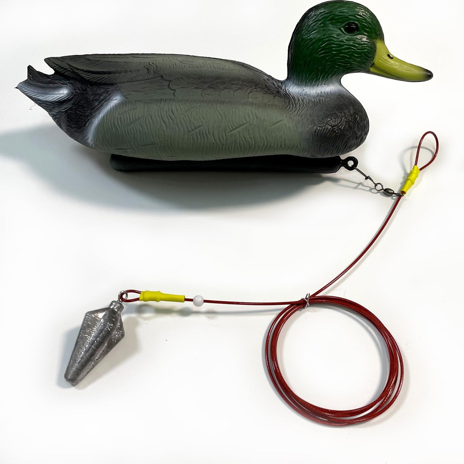 ZLEYECZ duck decoy weights with stainless steel wirerope and swivel for fishing or hunting decoy setups.