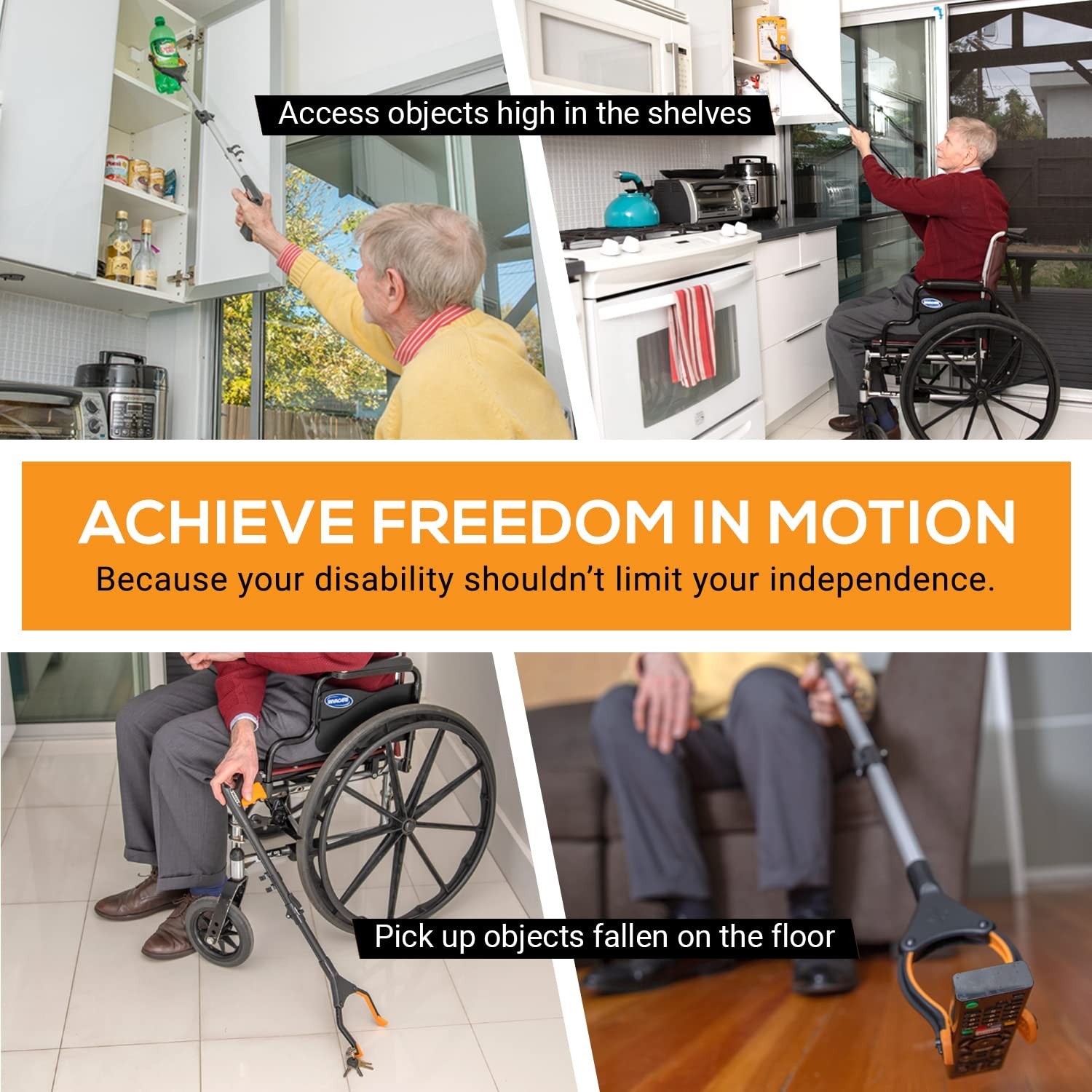 Ezpik Grip Aid Tool Reacher with magnets, unbranded, designed for seniors to pick up trash easily and safely.