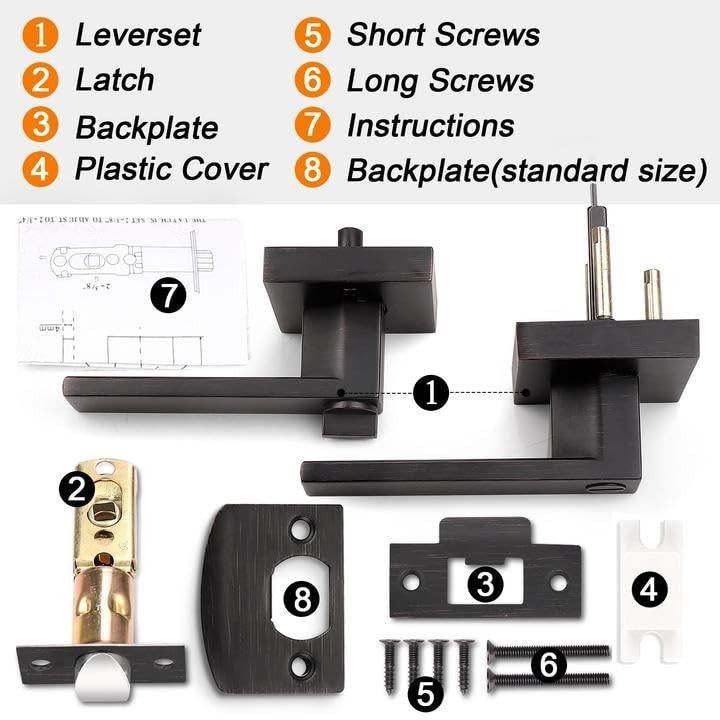 Probrico heavy duty privacy door handle lever with a contemporary square design, shown on a door in a modern setting.