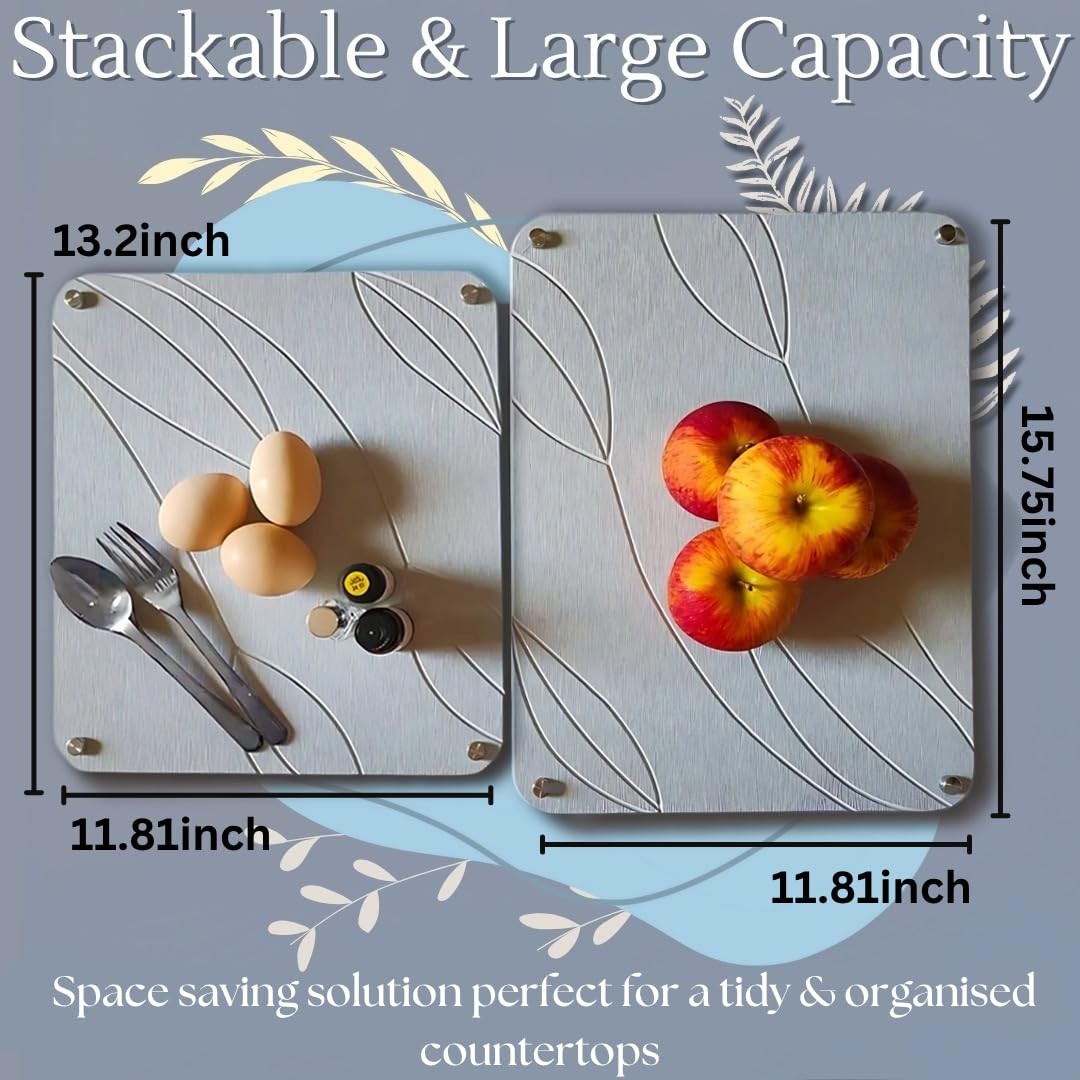 Two Crafty Witty nesting stone drying mats for kitchen counters, made of diatomaceous material for fast drying.