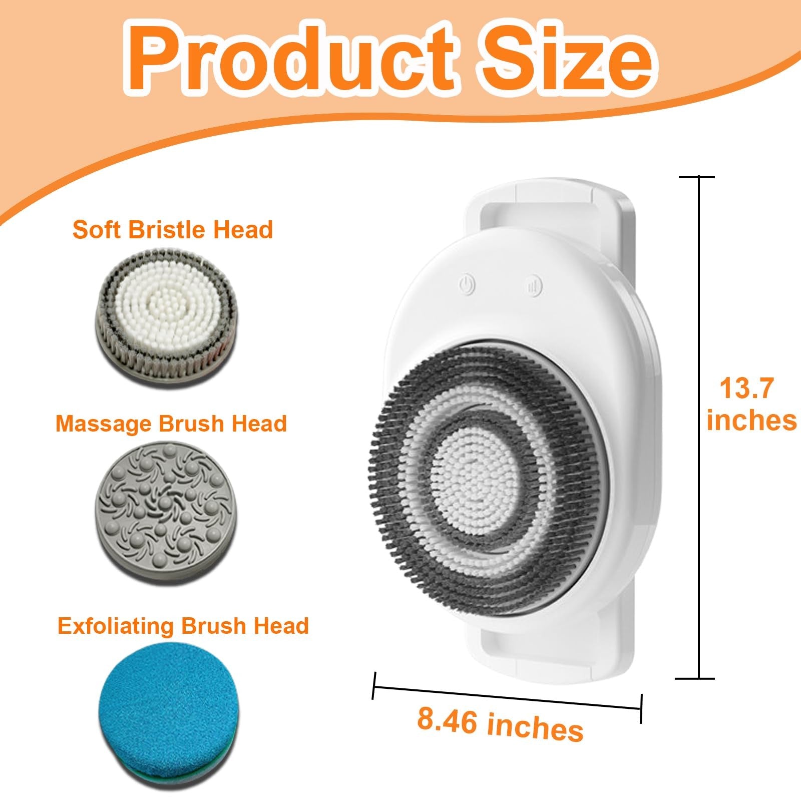 Lvrunben electric wall-mounted body brush with soft bristles and rechargeable feature, suitable for gentle skin cleansing.