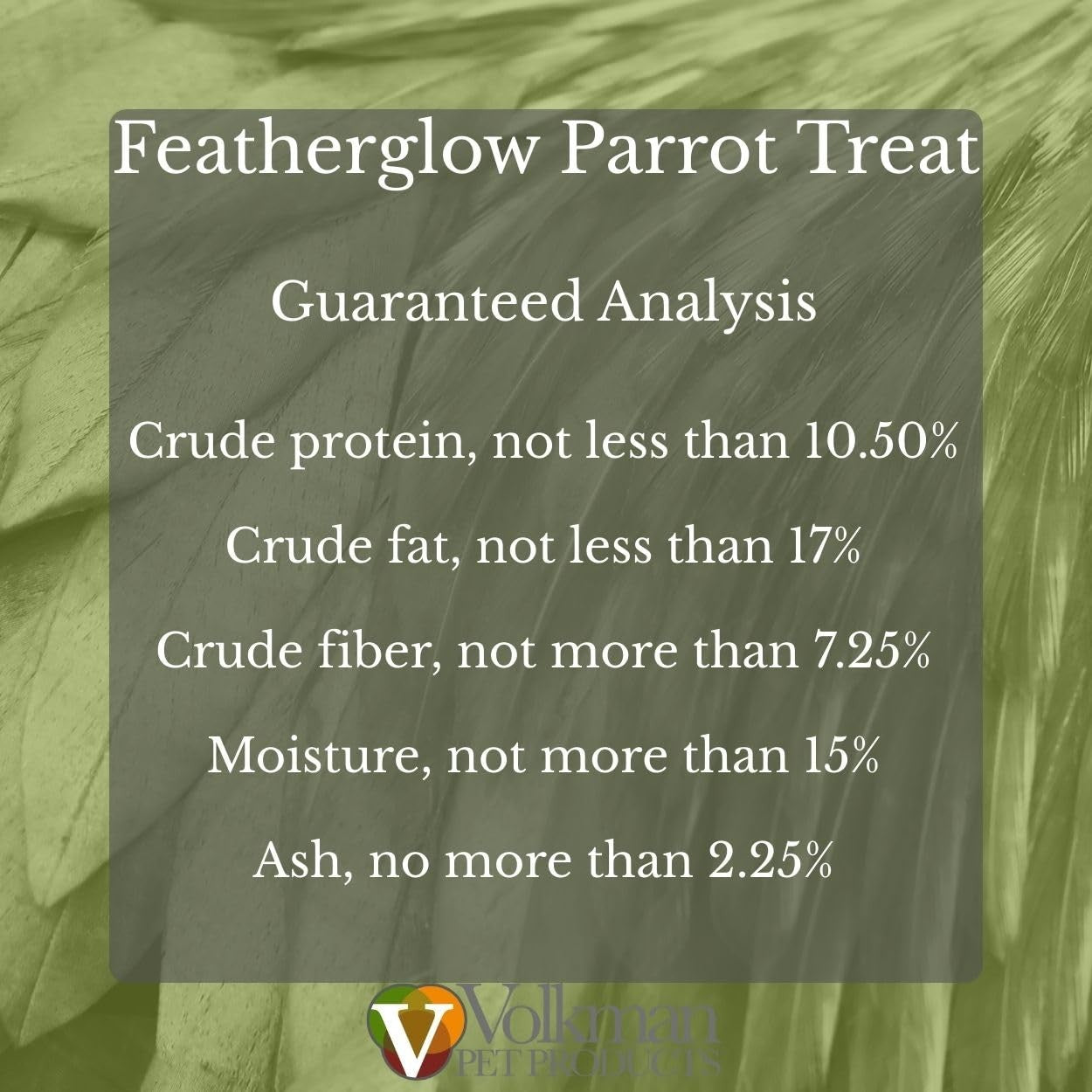 Volkman Seed Featherglow Parrot Treat in a 4lb bag, showing colorful seed mix ideal for parrots and other pet birds.
