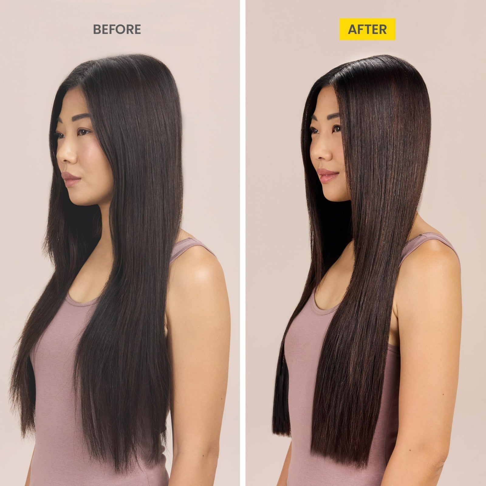 Drybar Liquid Glass High-Gloss Smoothing Blowout Cream bottle showcasing smooth, glossy hair with reduced frizz and sleek finish.