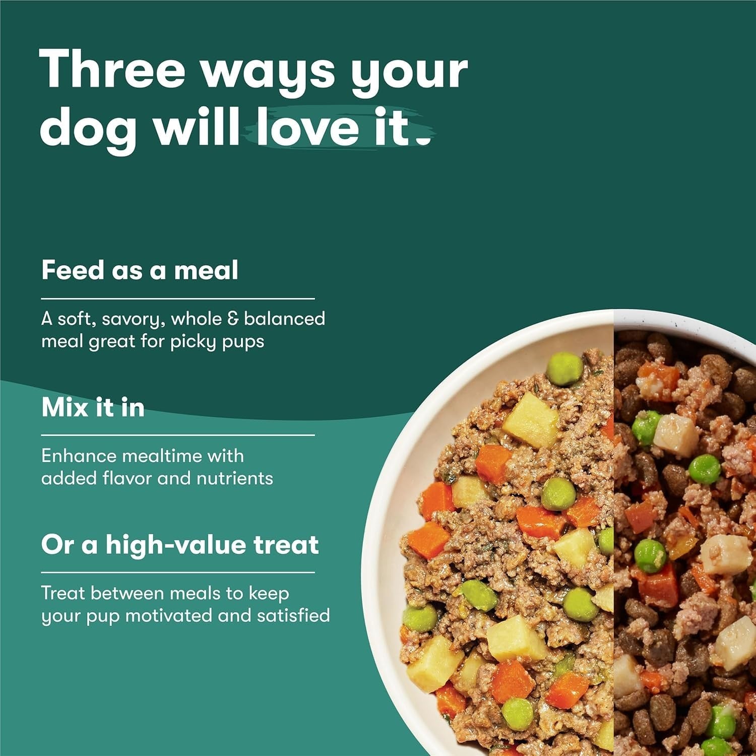 Jinx Wet Dog Food Topper Bundle with 9oz chicken and beef homemades, featuring fresh, natural dog food toppers in clear containers.