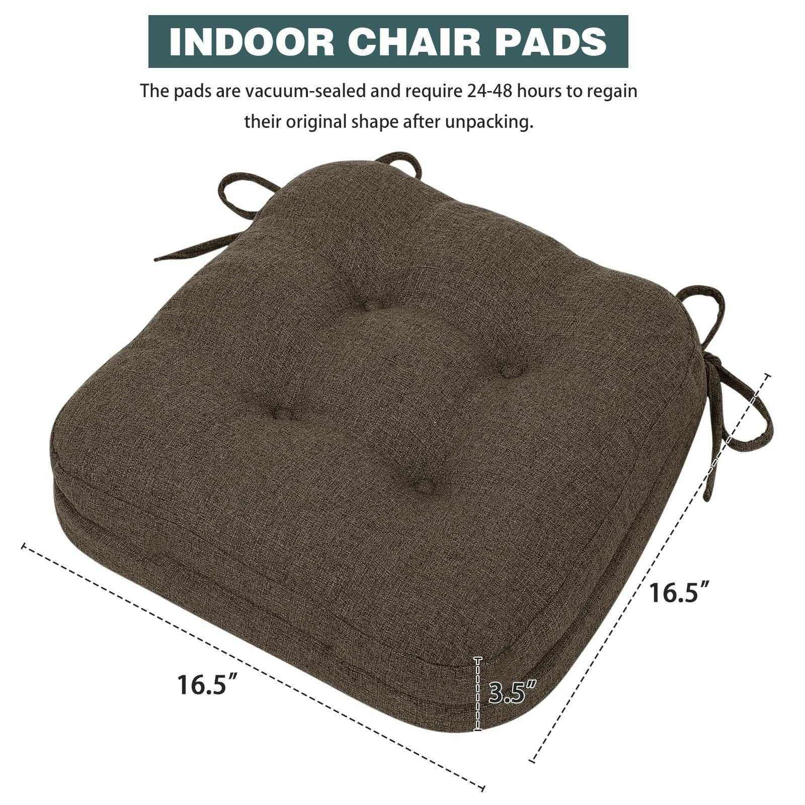Baibu set of 2 dining chair cushions with dual-layer patent design and memory foam for added comfort.