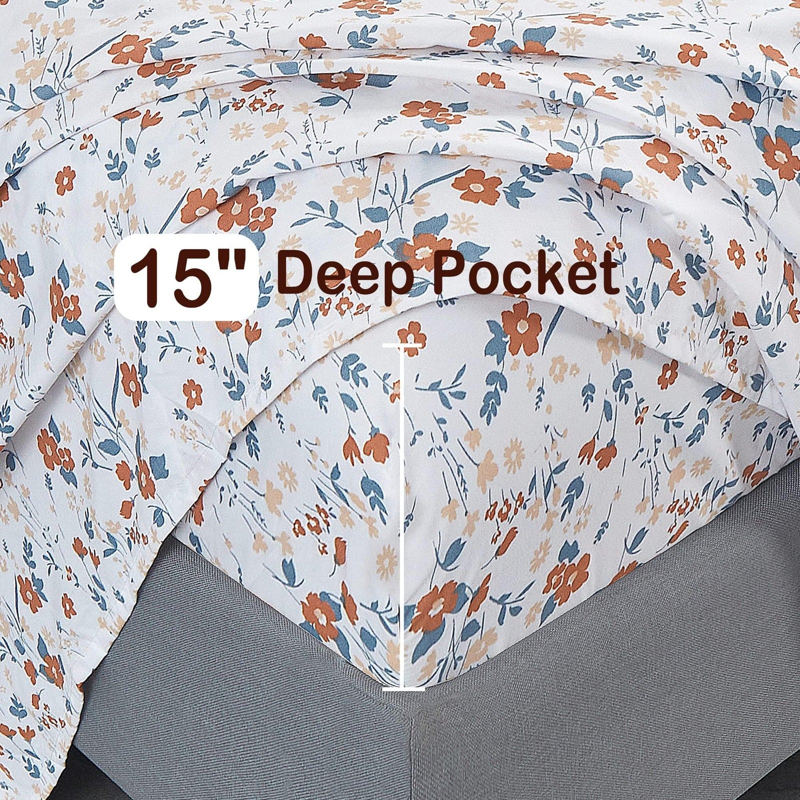 Softan orange floral king size bed sheets with printed flower design on soft fabric, perfect for a luxurious floral bedroom look.