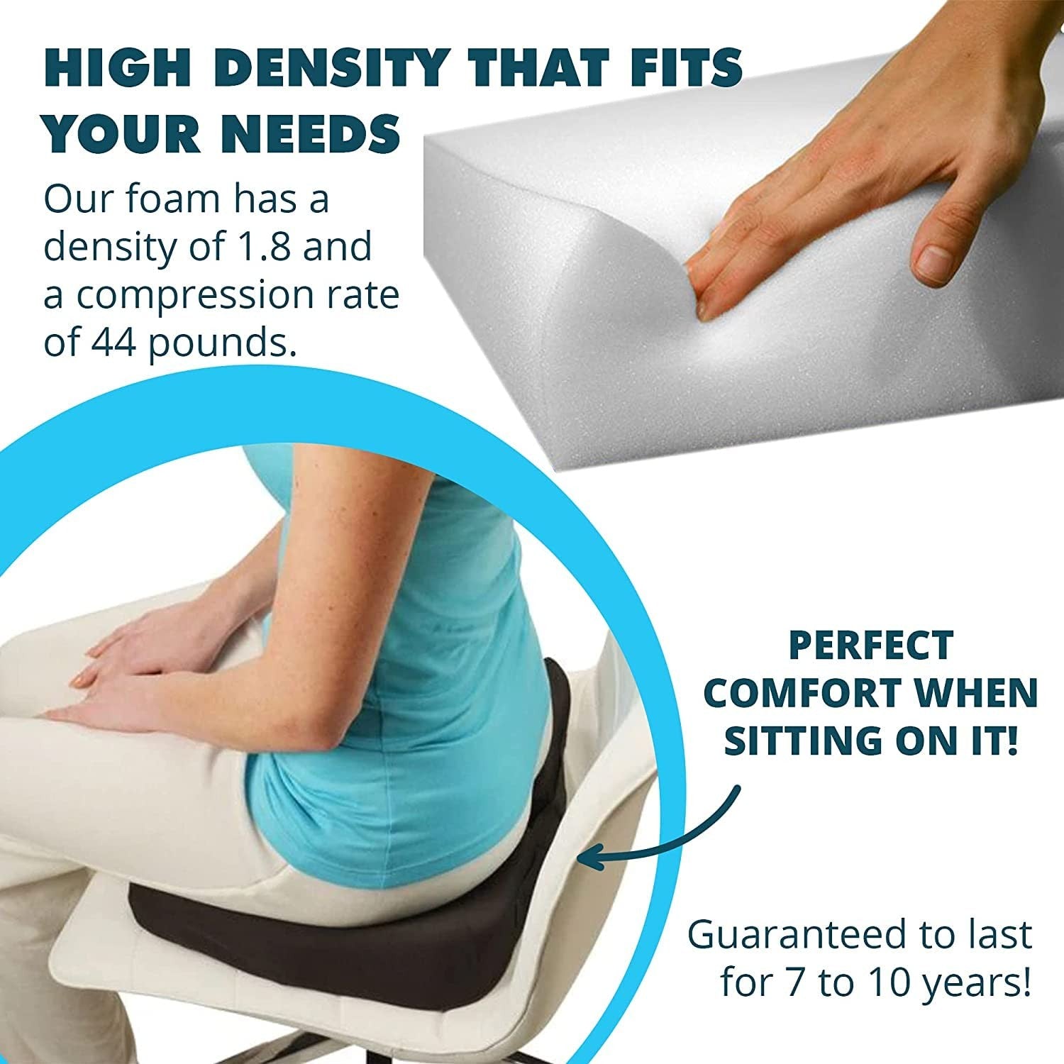 High-density outdoor couch cushion replacement by Foamma, 24x24 inches, shown in a pack of two for outdoor furniture.