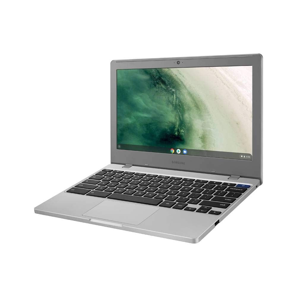 Apple Samsung Chromebook 4 with 11.6-inch HD display, Intel Celeron N4000, 4GB RAM, Chrome OS laptop.