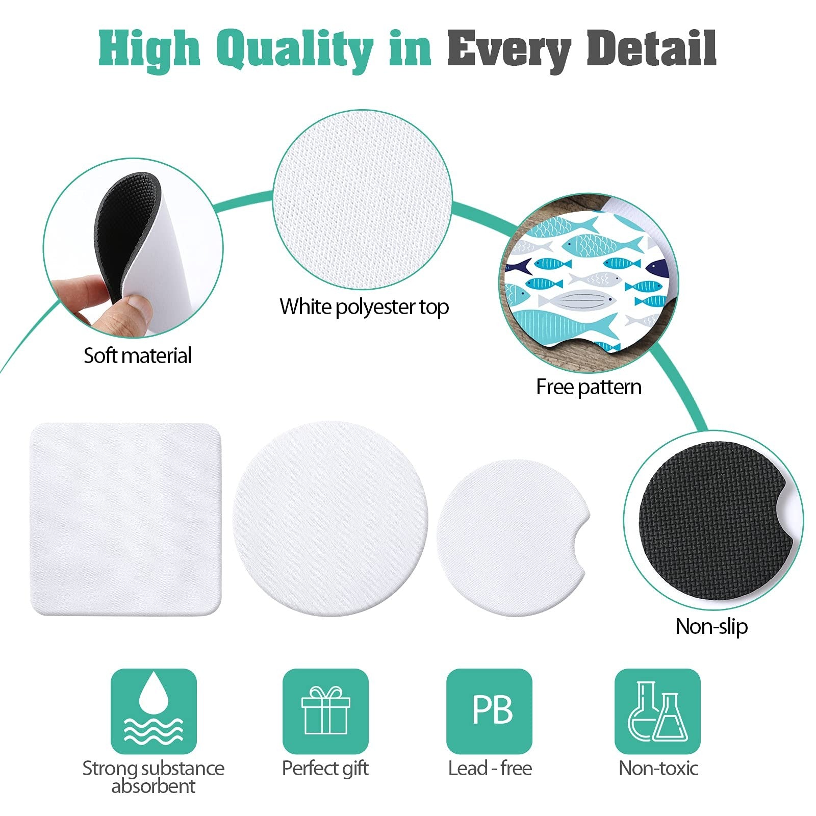 Set of 10 sublimation blank square cup coasters made of unbranded material, ideal for customizing with personal or promotional designs.