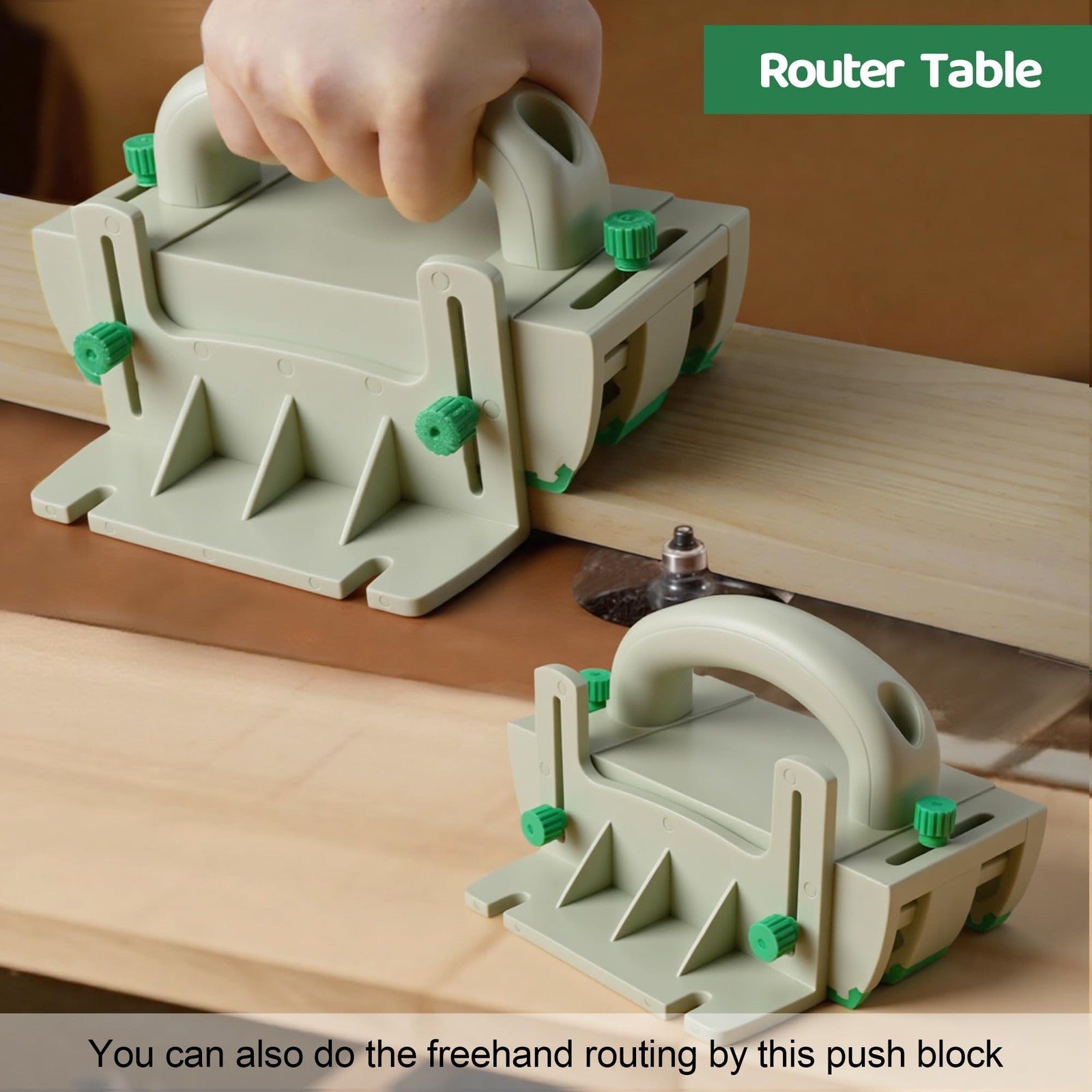 Kiahao woodworking push block for table saws, router tables, band saws, and jointers, used for guiding and safety during cutting.
