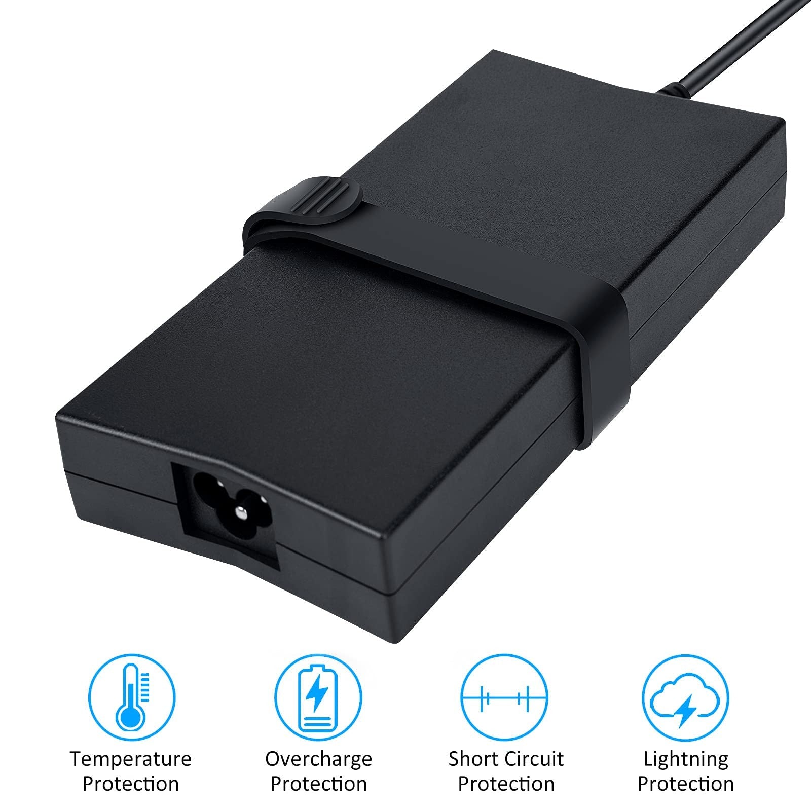 Zhiy 130W laptop charger compatible with Dell G3 15 3500, Inspiron 15 7000 7559, unbranded, shown with power cord and connector