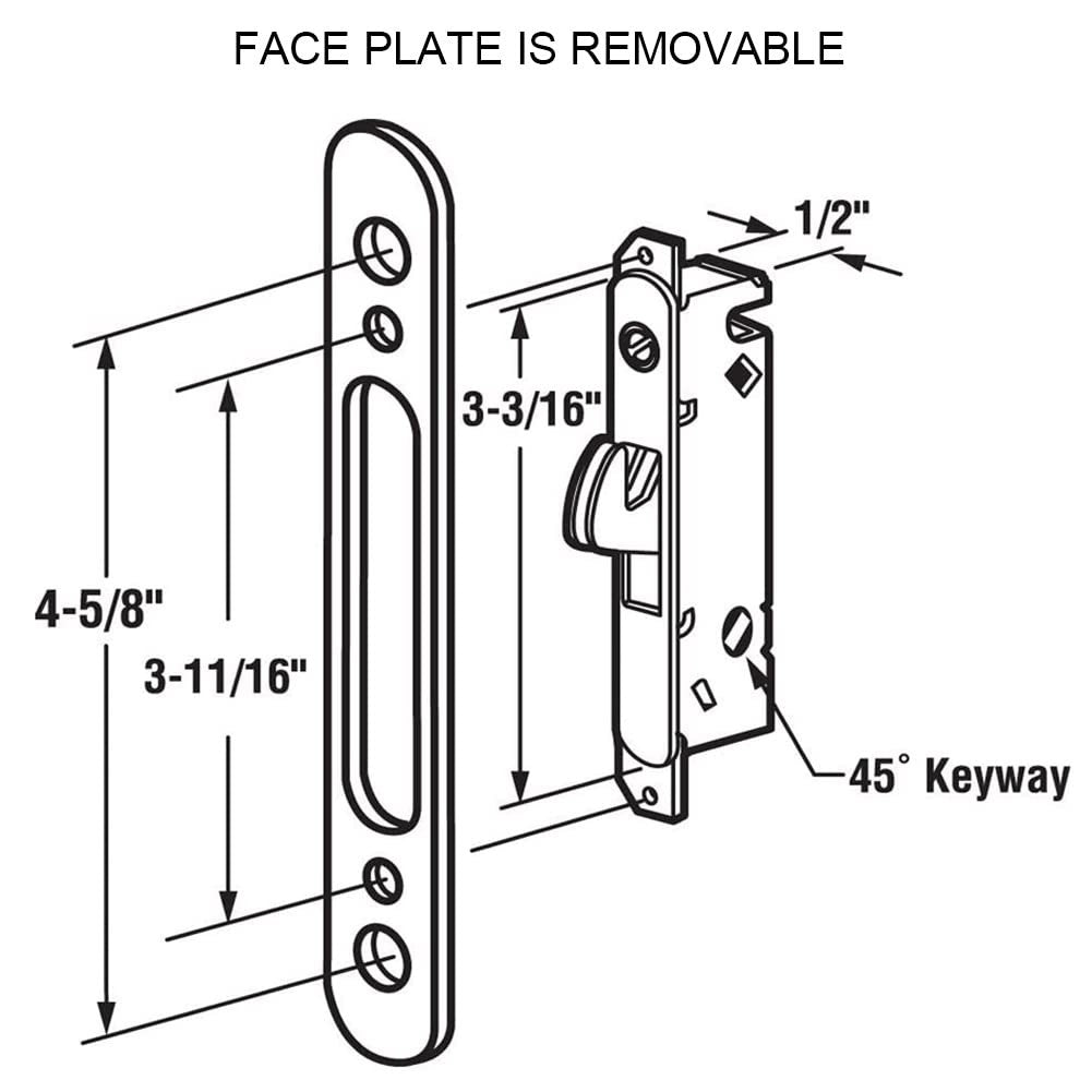 ALLYWASAI patio sliding door handle set with mortise lock, key cylinder, and keep for secure outdoor door operation.