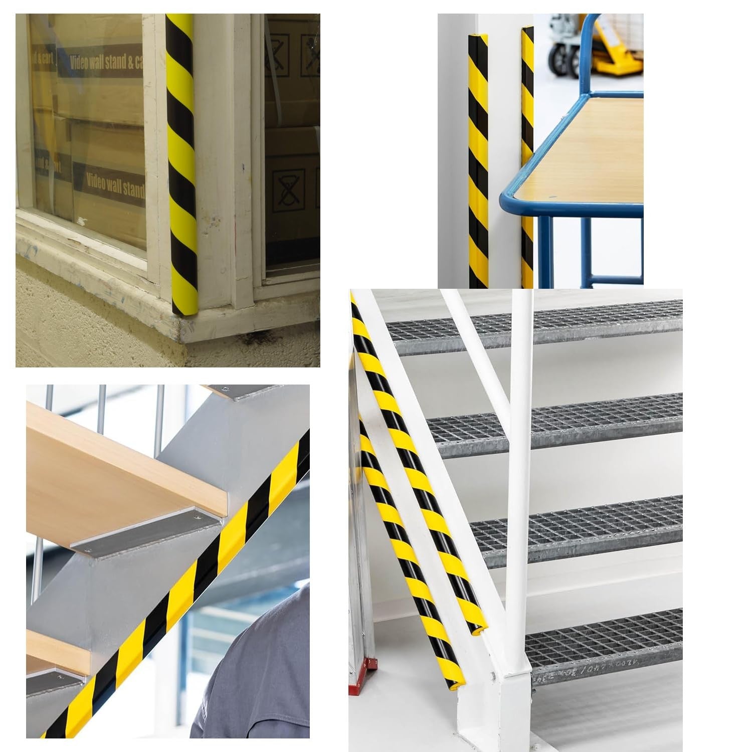 Kyvoria L-shaped edge protector made of durable polyurethane foam, 19-inch high, with circular edge for safety and impact absorption.