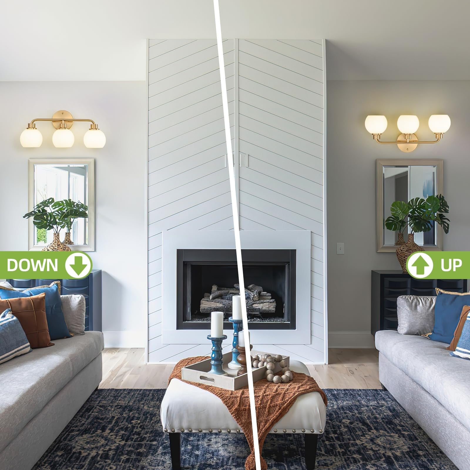 Watyo gold bathroom vanity light fixture with three wall sconces and modern design for bathroom lighting.