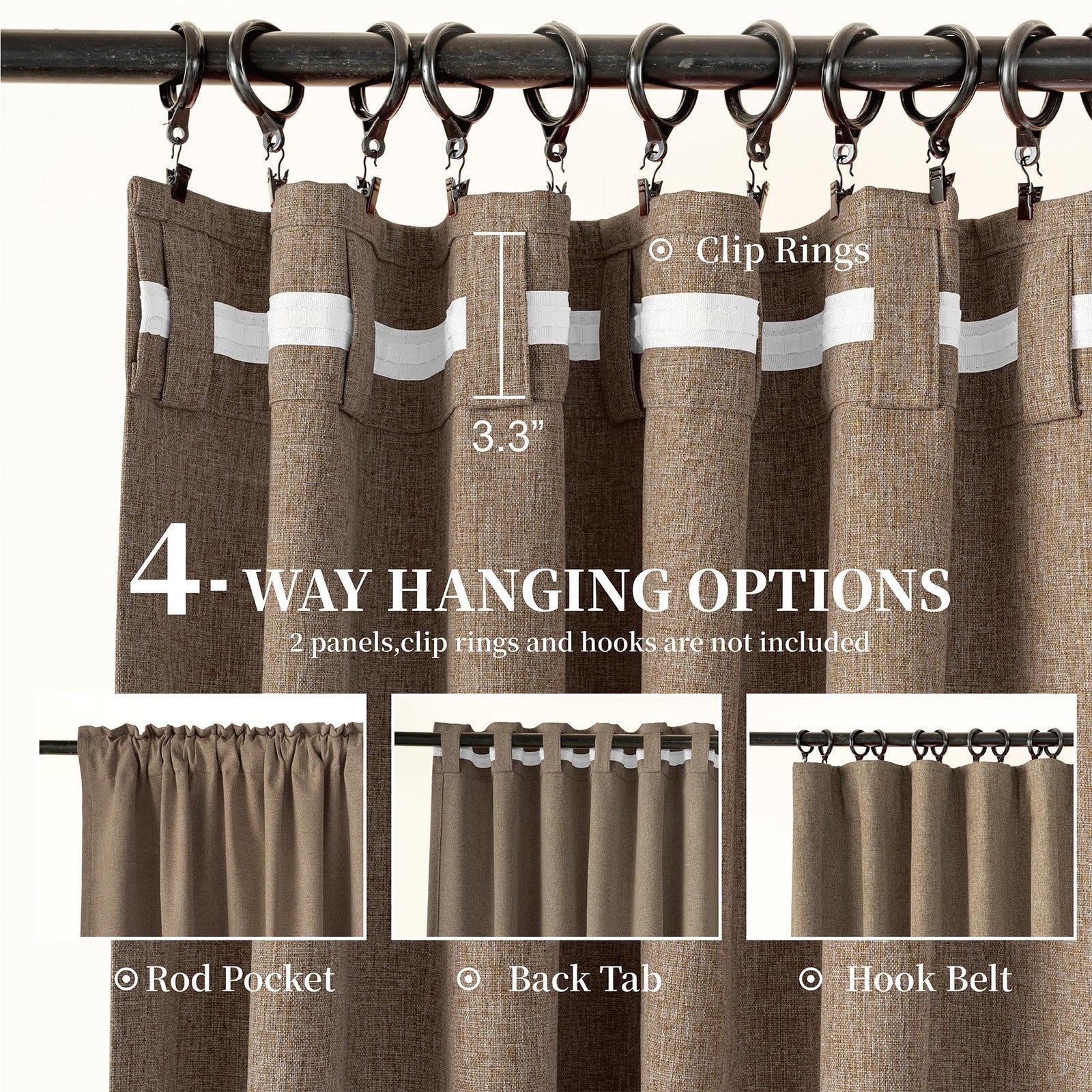 KangBang Biscuit extra wide blackout curtains for sliding patio door, black fabric with two panels, blocking light and providing privacy