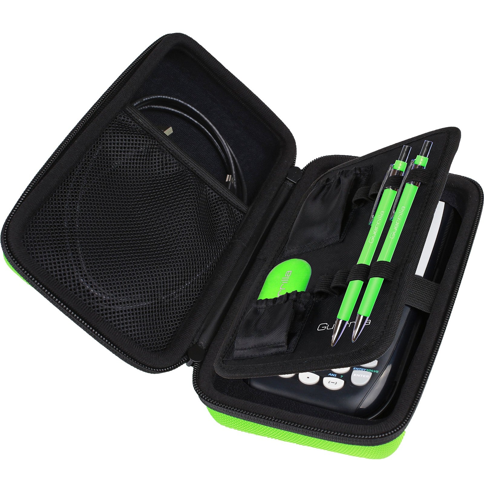 Guerrilla hard travel case for TI-83 Plus, TI-84 Plus, and TI-84 Plus Color Edition graphing calculators, black protective storage case