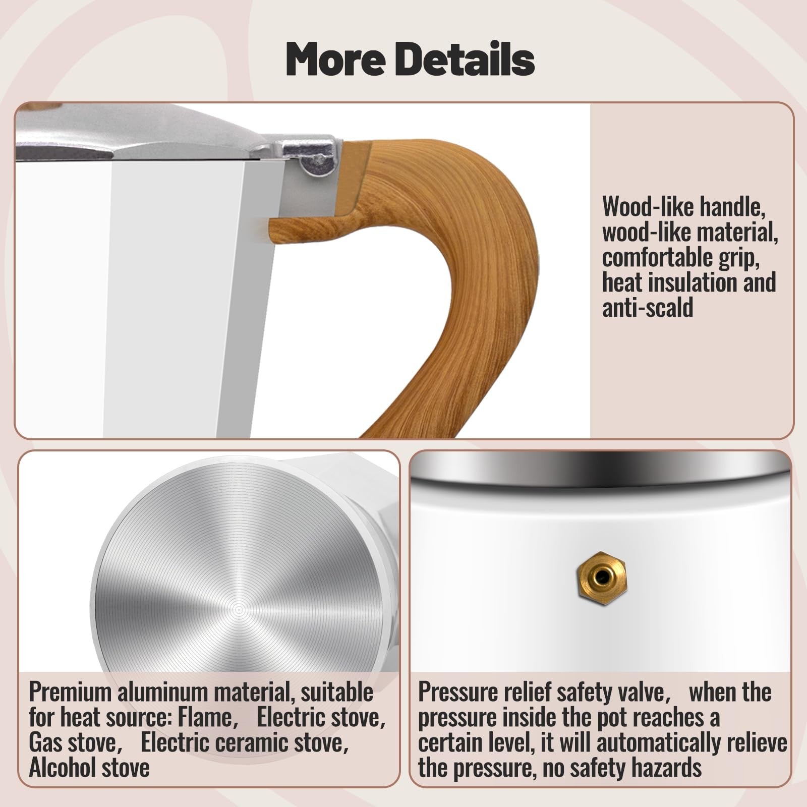 Vaolvpant 9-cup aluminum moka pot stovetop espresso coffee maker with 450ml capacity, featuring a classic design.