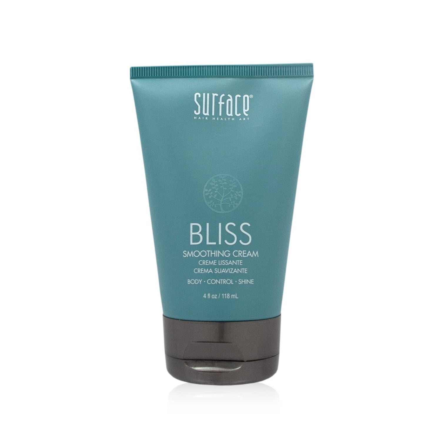 Surface Surface Hair Bliss Smoothing Cream jar with sleek label, showcasing natural sleek control, smoothness, and shine for hair.