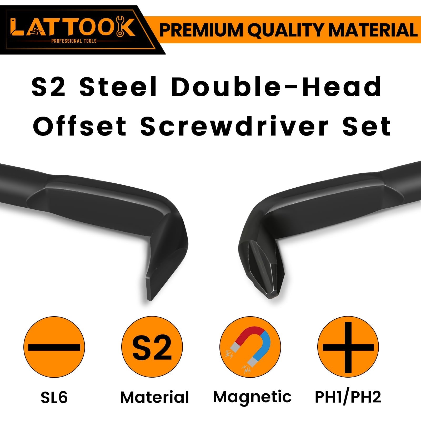 LATTOOK 5-piece right angle screwdriver set with 90-degree Z and L types, featuring durable handles and compact design.