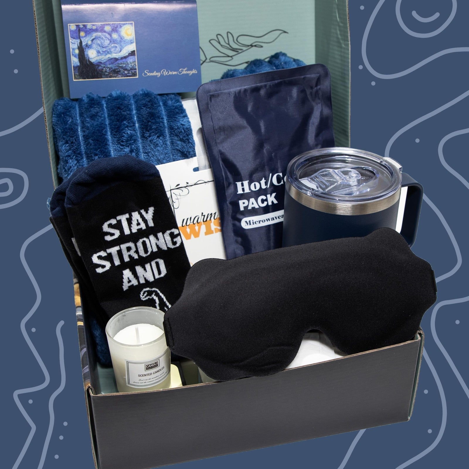 HomeHarbor Collections get well soon gift basket for men, care package with snacks, drinks, and wellness items for recovery.
