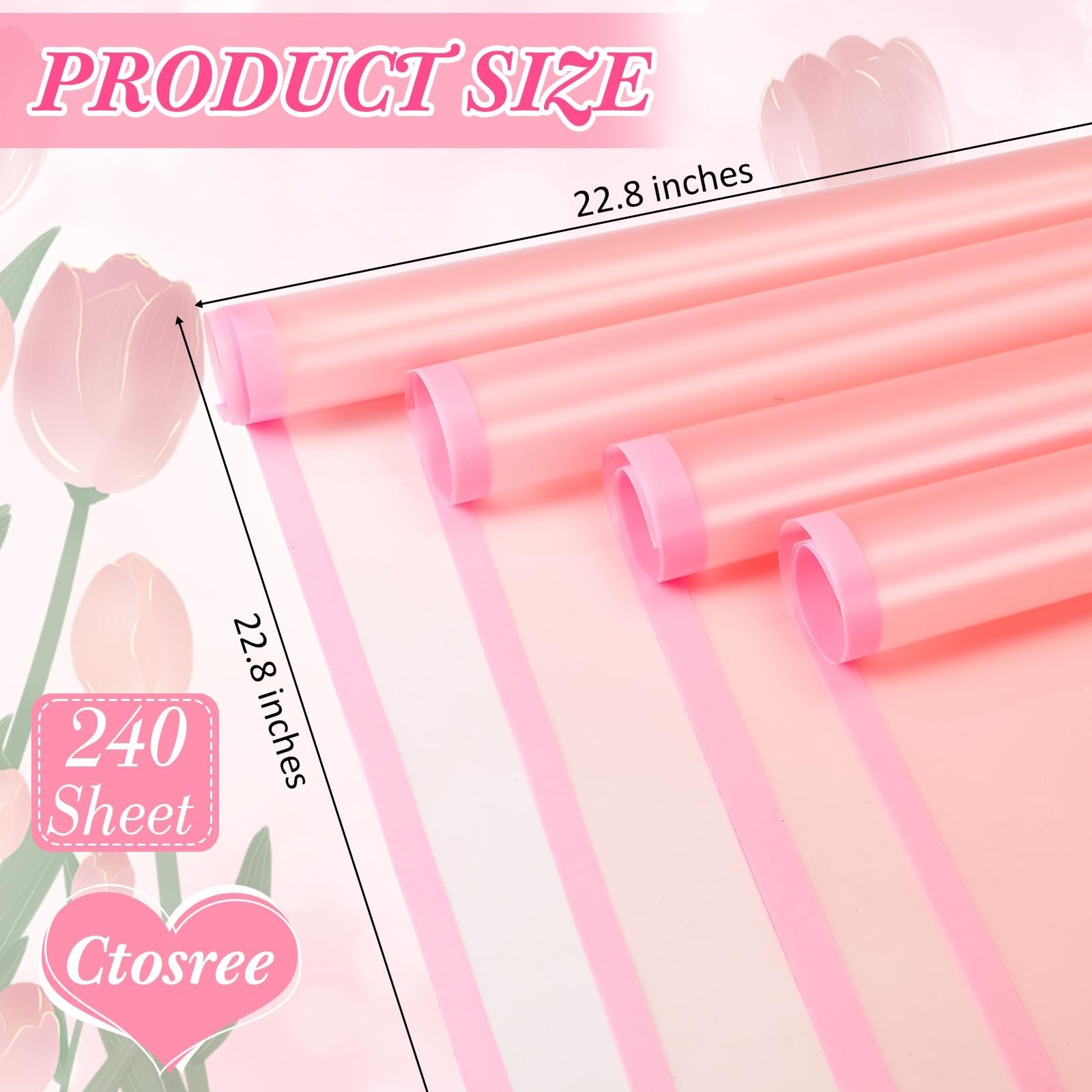 Ctosree flower wrapping paper sheets with waterproof design, featuring colorful floral patterns on 22.8x22.8 inch paper.
