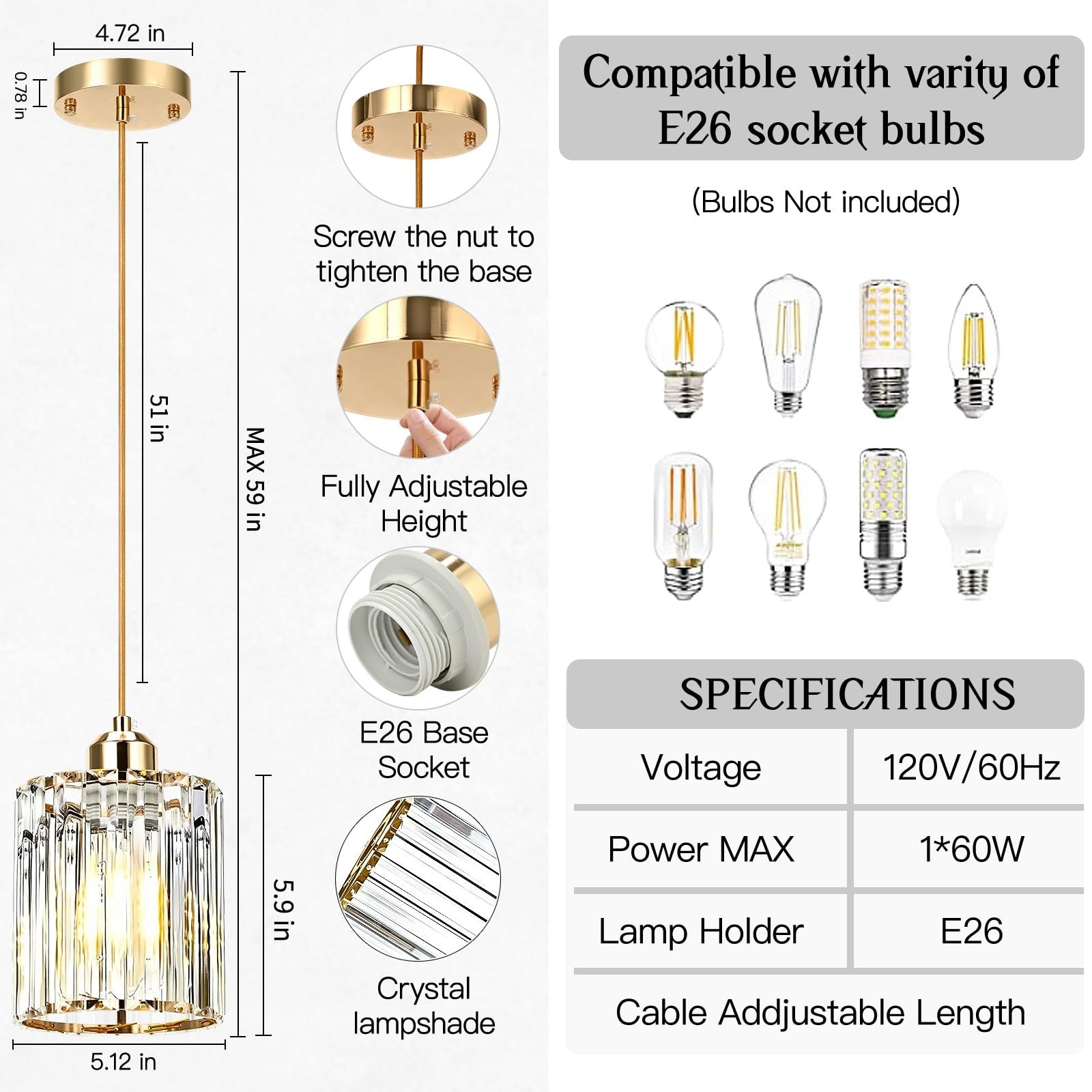 WKWKTOTO pendant light for kitchen island, modern and elegant design with sleek metal fixture and clear glass shade.