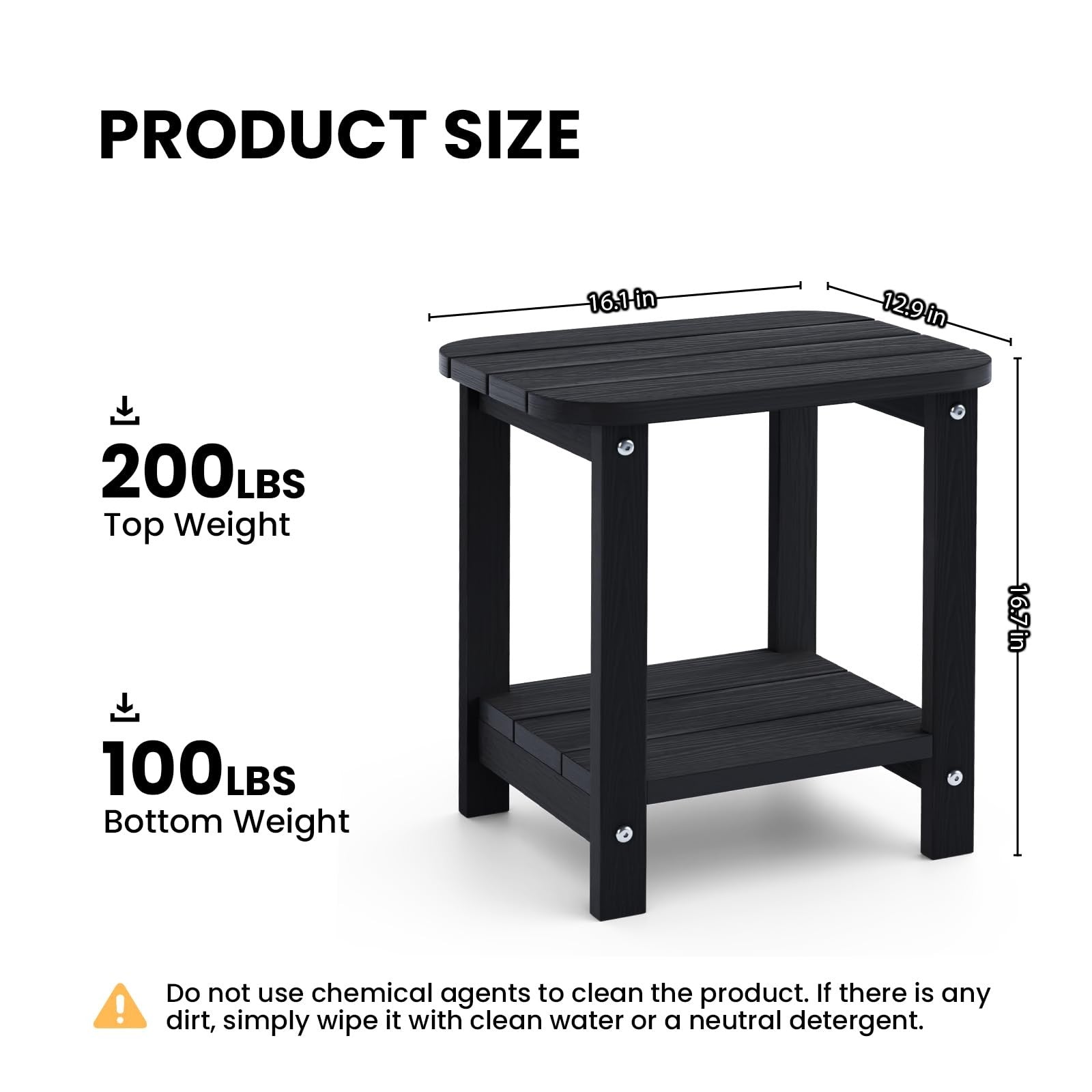UQQUUNIQ 2-Tier outdoor side table with 16-inch all-weather design, featuring a compact Adirondack-style small table for outdoor use