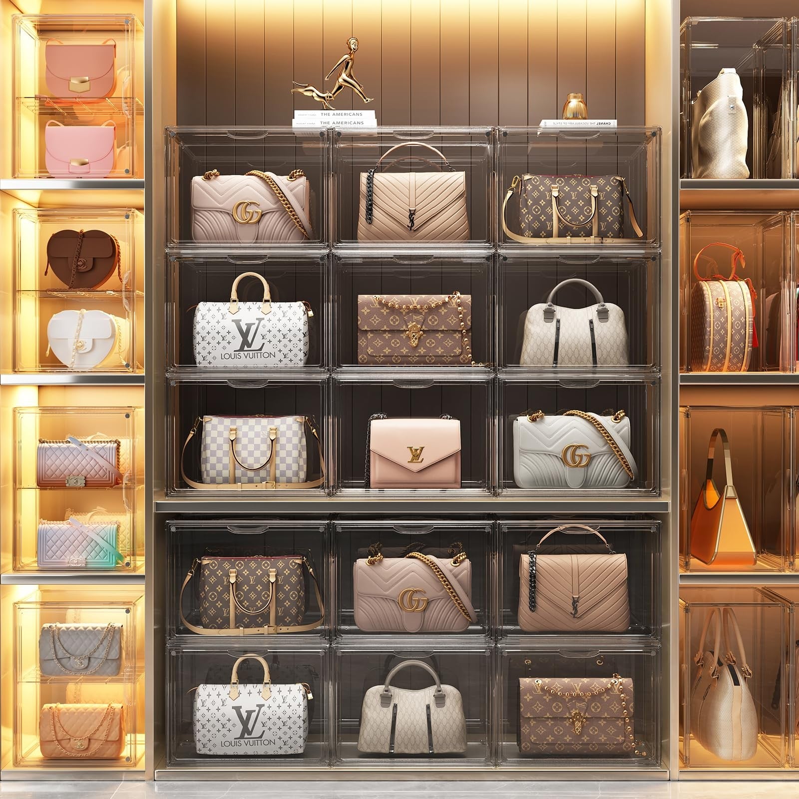 MSHOMELY purse storage organizer, set of 3 clear handbag organizers for closet, durable and see-through for easy access.