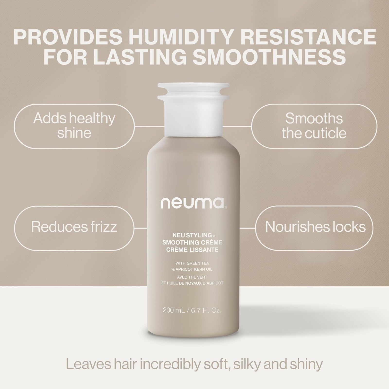 Neuma Neu Styling Smoothing Crème 6.7oz anti-frizz hair cream and styling lotion with smooth, shiny hair finish