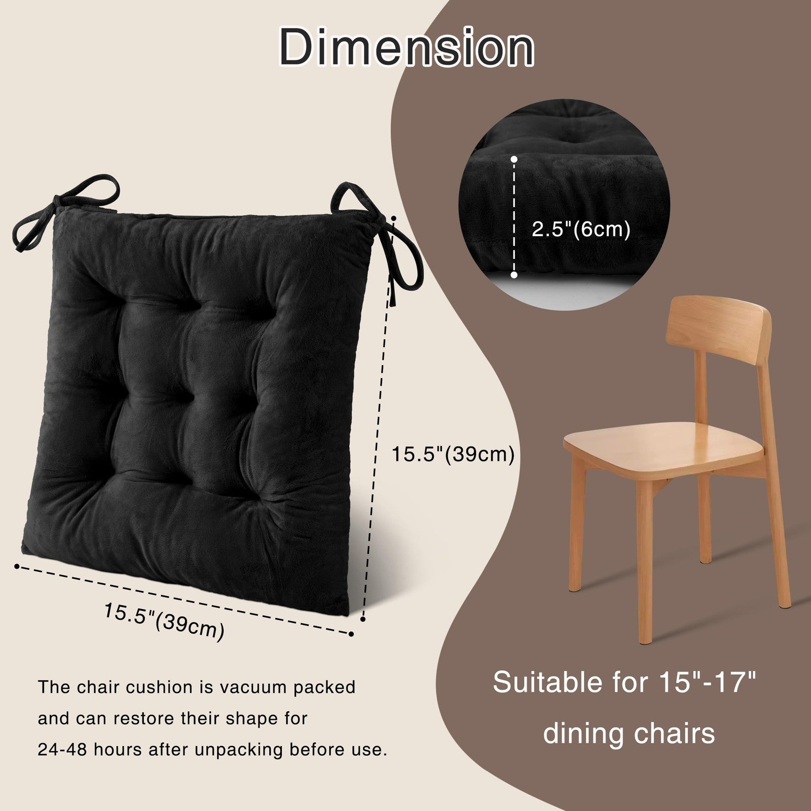 Set of four OVOV chair cushions for dining and kitchen chairs with soft, comfortable seats and fabric covers.