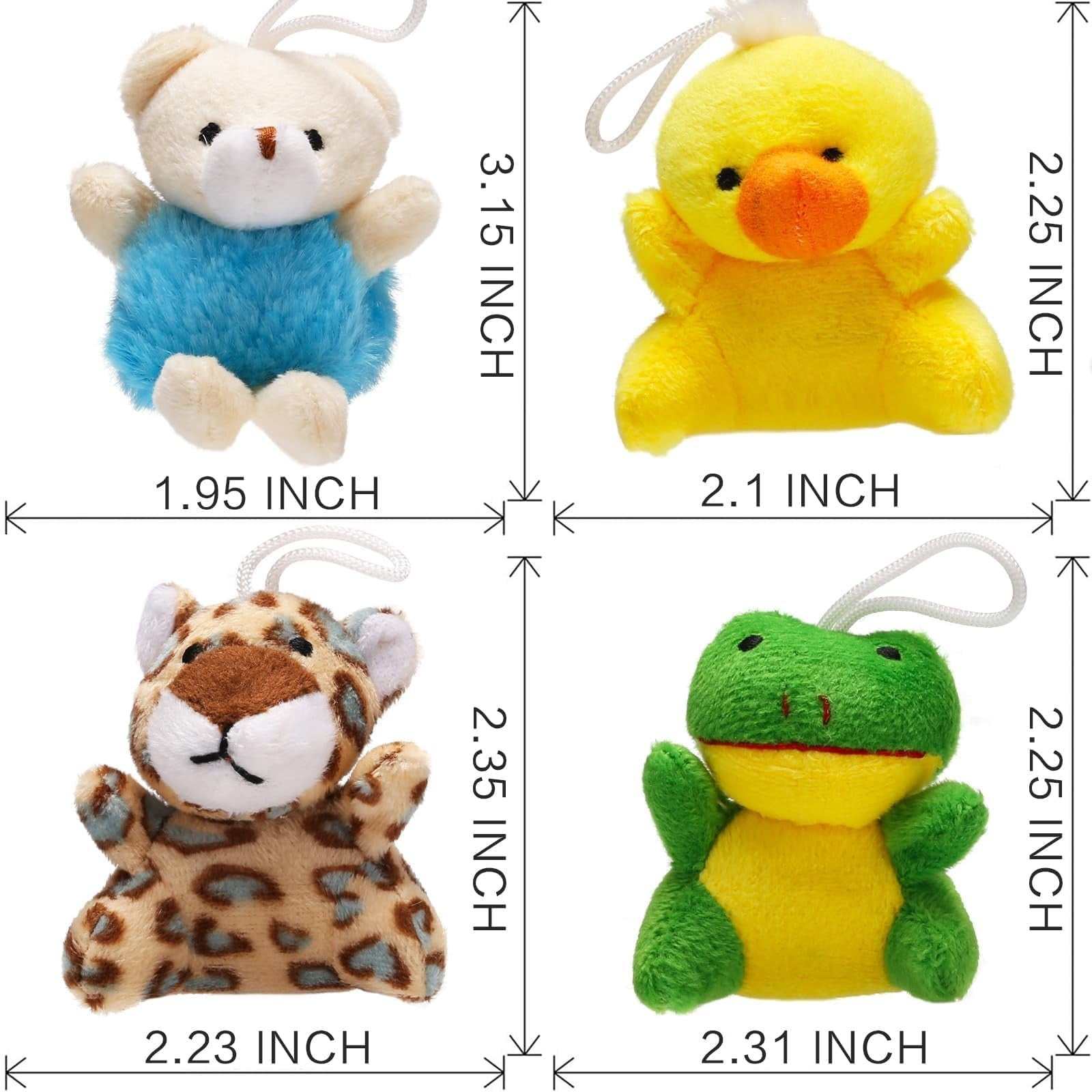 38-pack mini stuffed animals plush toys set with jungle animals and hanging loops for kids party favors
