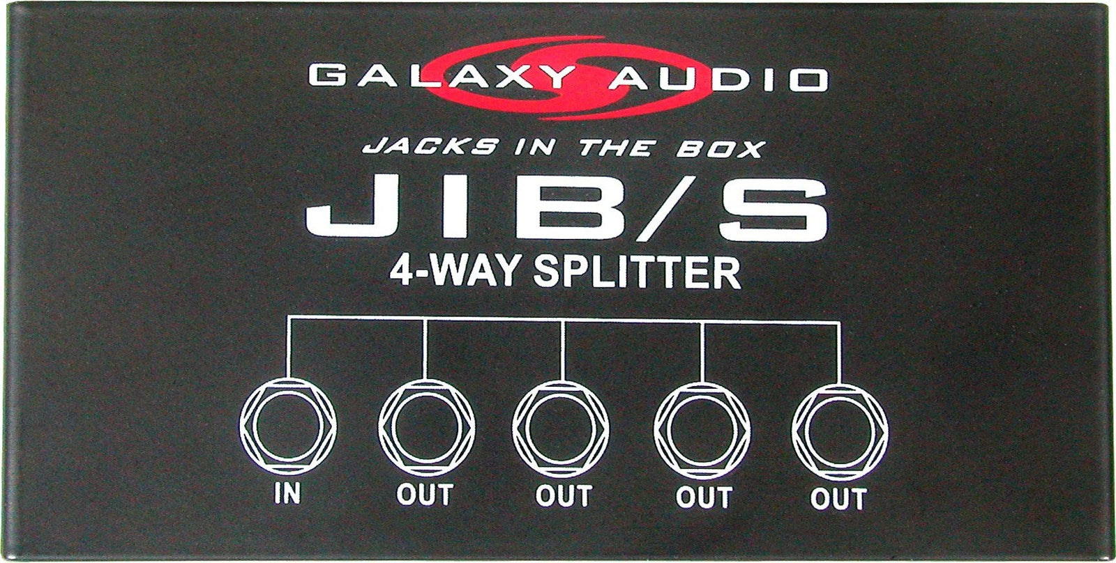 Galaxy Audio JIB/S 4-way splitter with multiple audio output ports shown on a professional audio device.