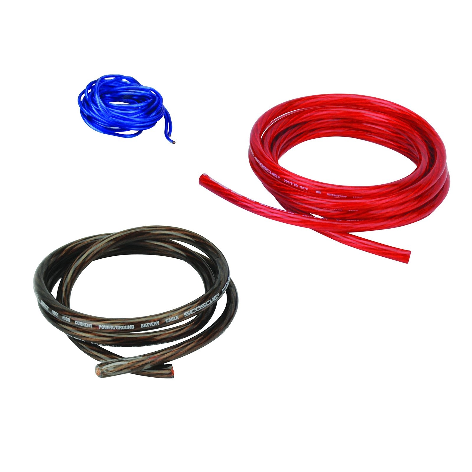 Scosche KDADCCSD add-on amplifier install wiring kit with high current cables for dual car amplifiers and audio system upgrades