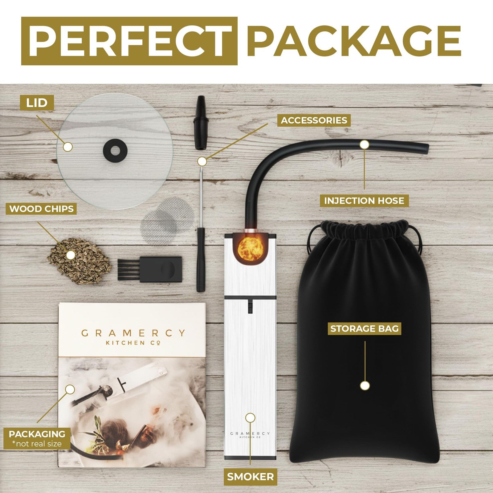 Gramercy Kitchen Company cocktail smoker kit with wood chips, indoor drink and food infuser for flavorful smoking experiences.