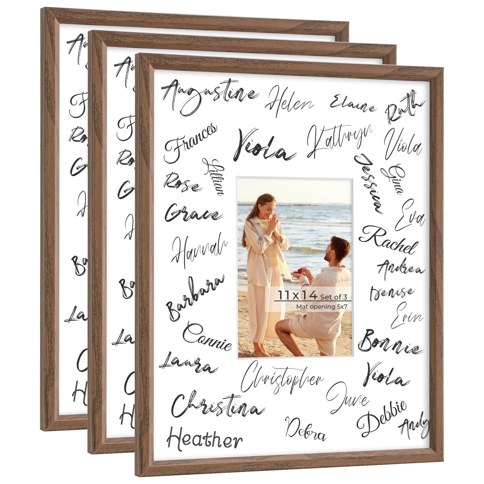 Axeman 11x14 signature frame with 5x7 white mat, wedding guest book alternative, decorative picture frame for weddings