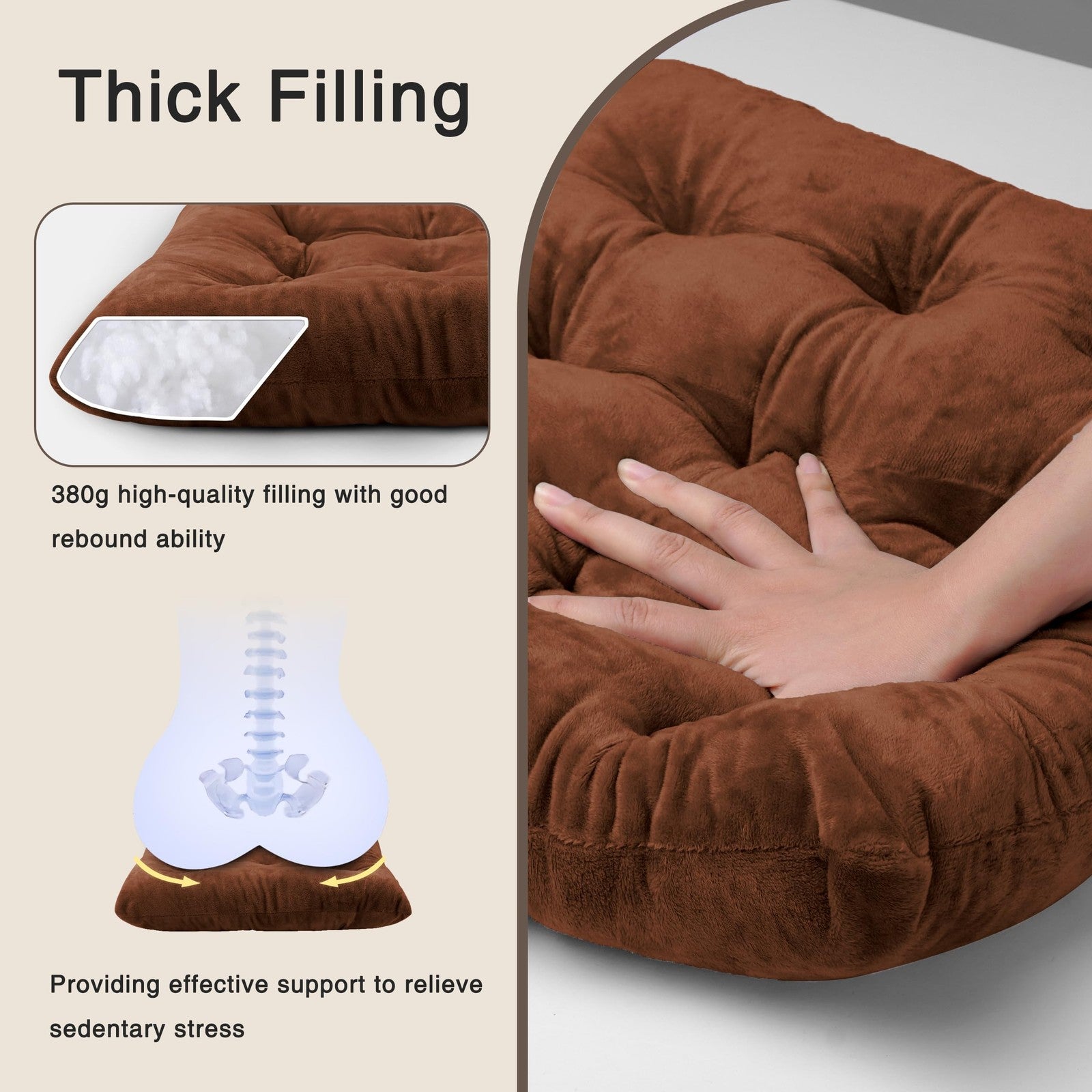 Set of four OVOV soft square chair cushions for dining and kitchen seats, providing comfort for desk and dining chairs.