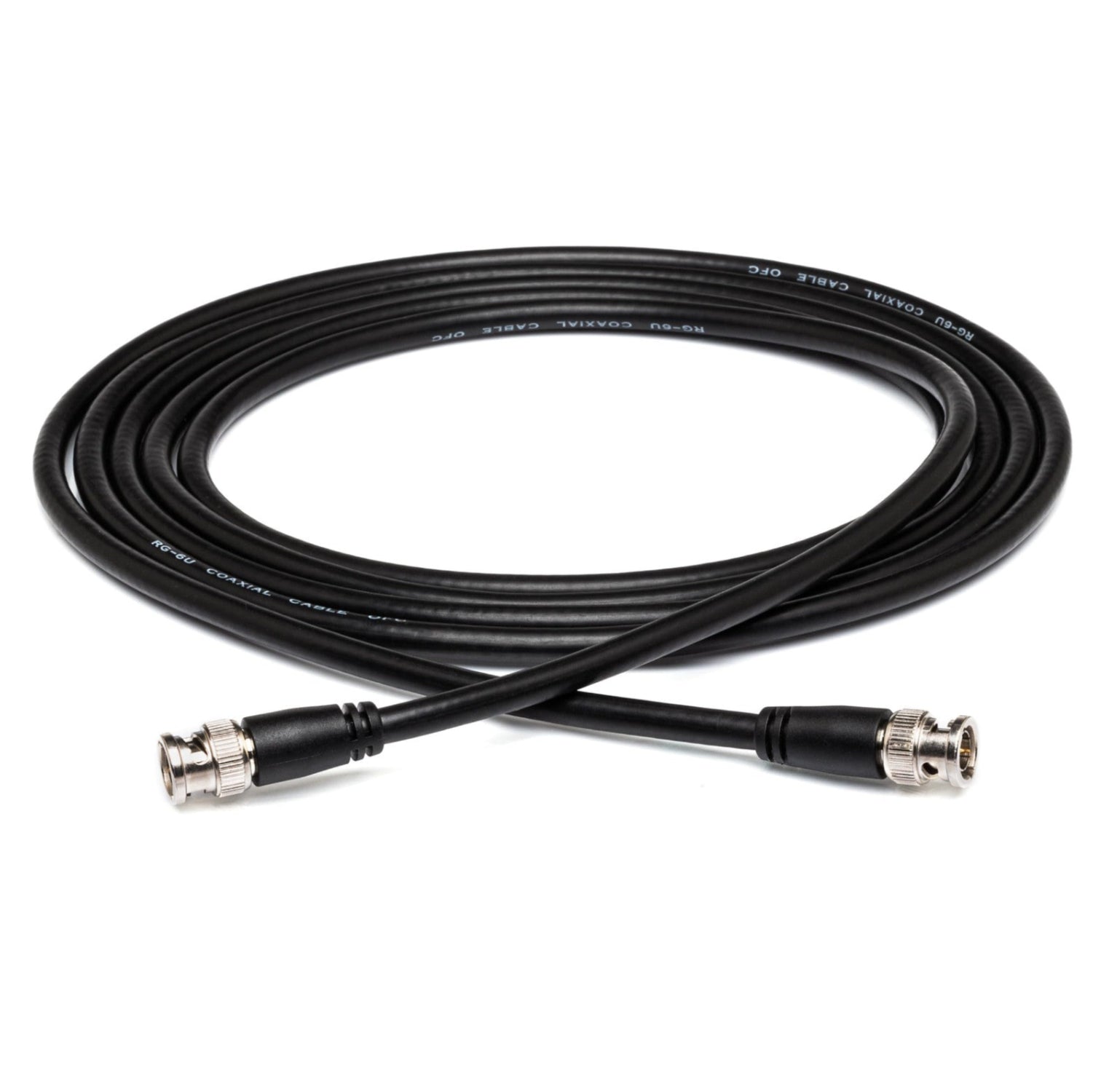 Hosa BNC-06-125 25ft Pro 75-ohm coax BNC to BNC cable with HD-SDI Word Clock connection, shown with connectors and cable length.