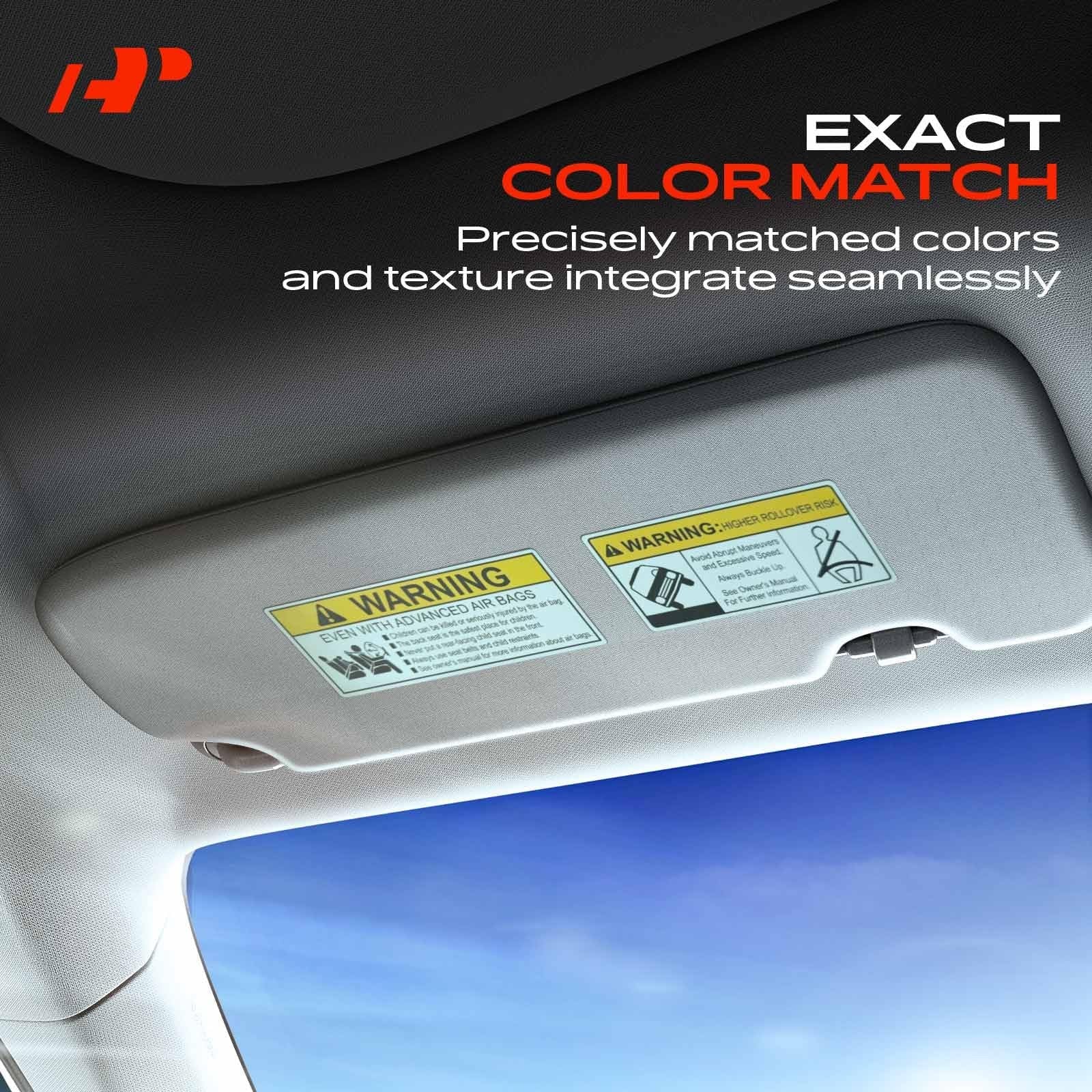 A-Premium driver and passenger sun visors installed in a 2007-2008 Toyota Camry, showing the black interior with sun visors in place.